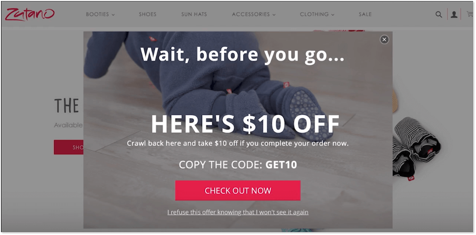 zutano-exit-intent-popup-example
