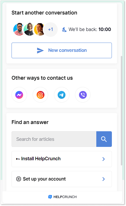 HelpCrunch new widget
