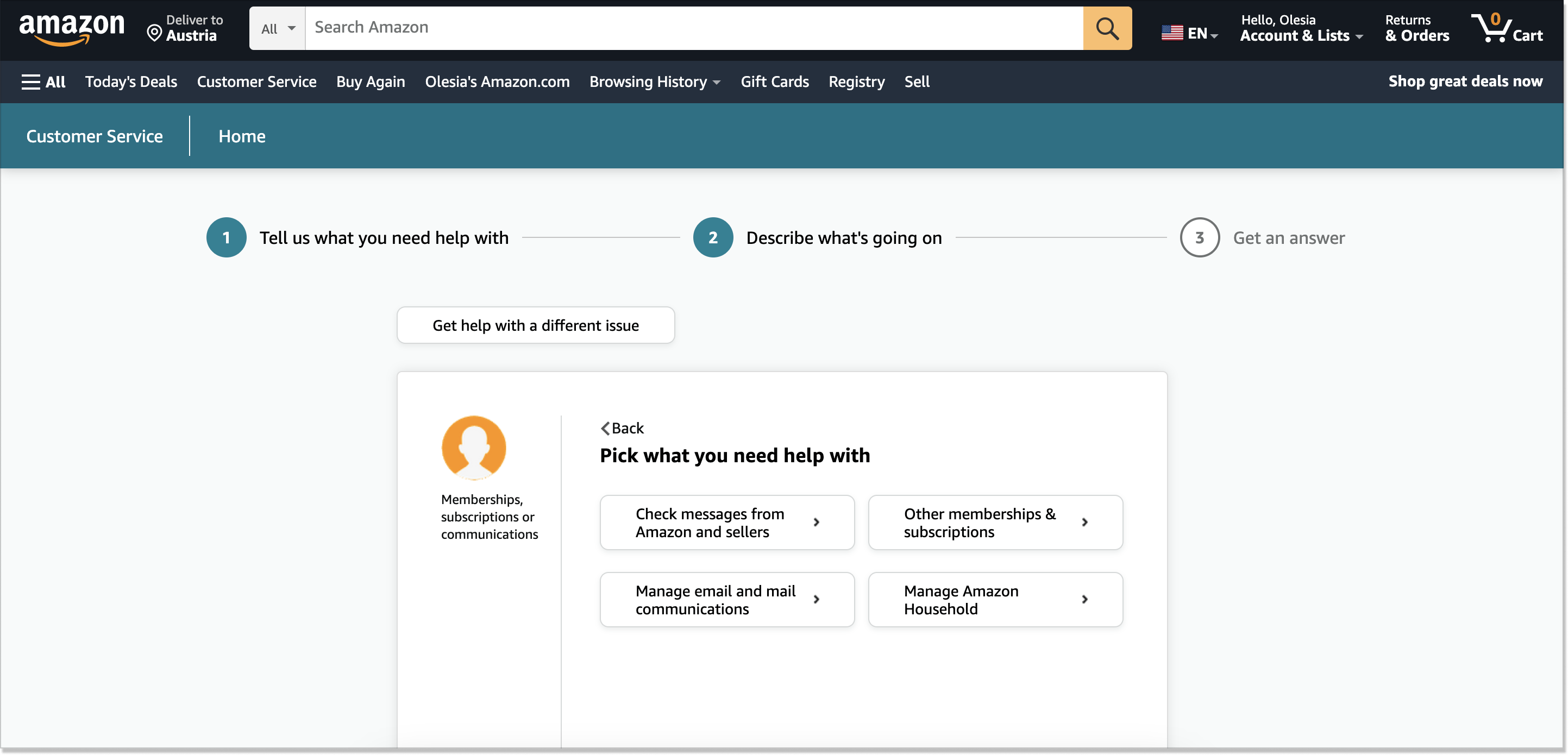 Search in Self-Service Portal