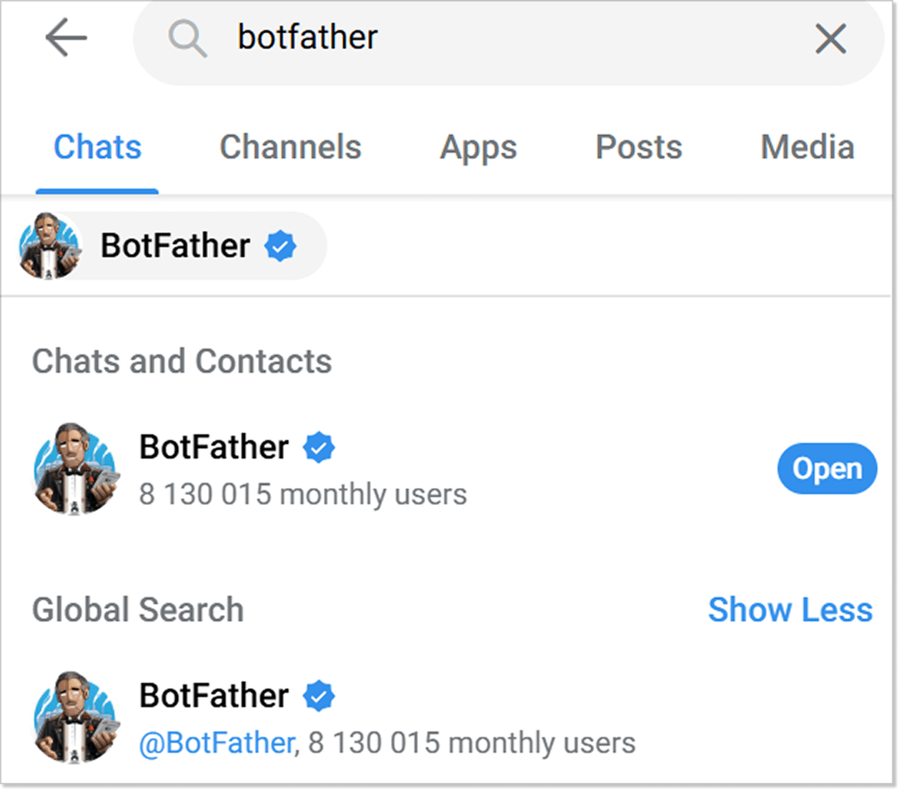 Бот BotFather для створення чат-ботів у Телеграм.