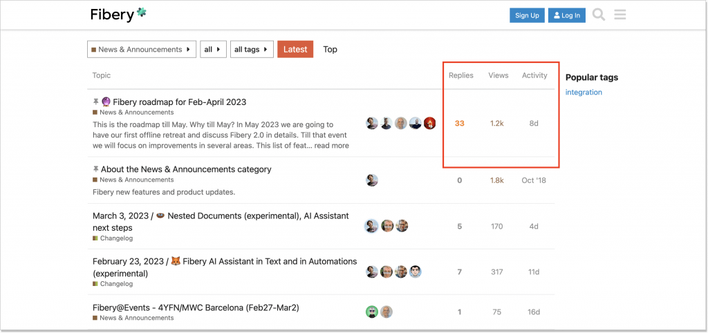 Fibery self-service portal example