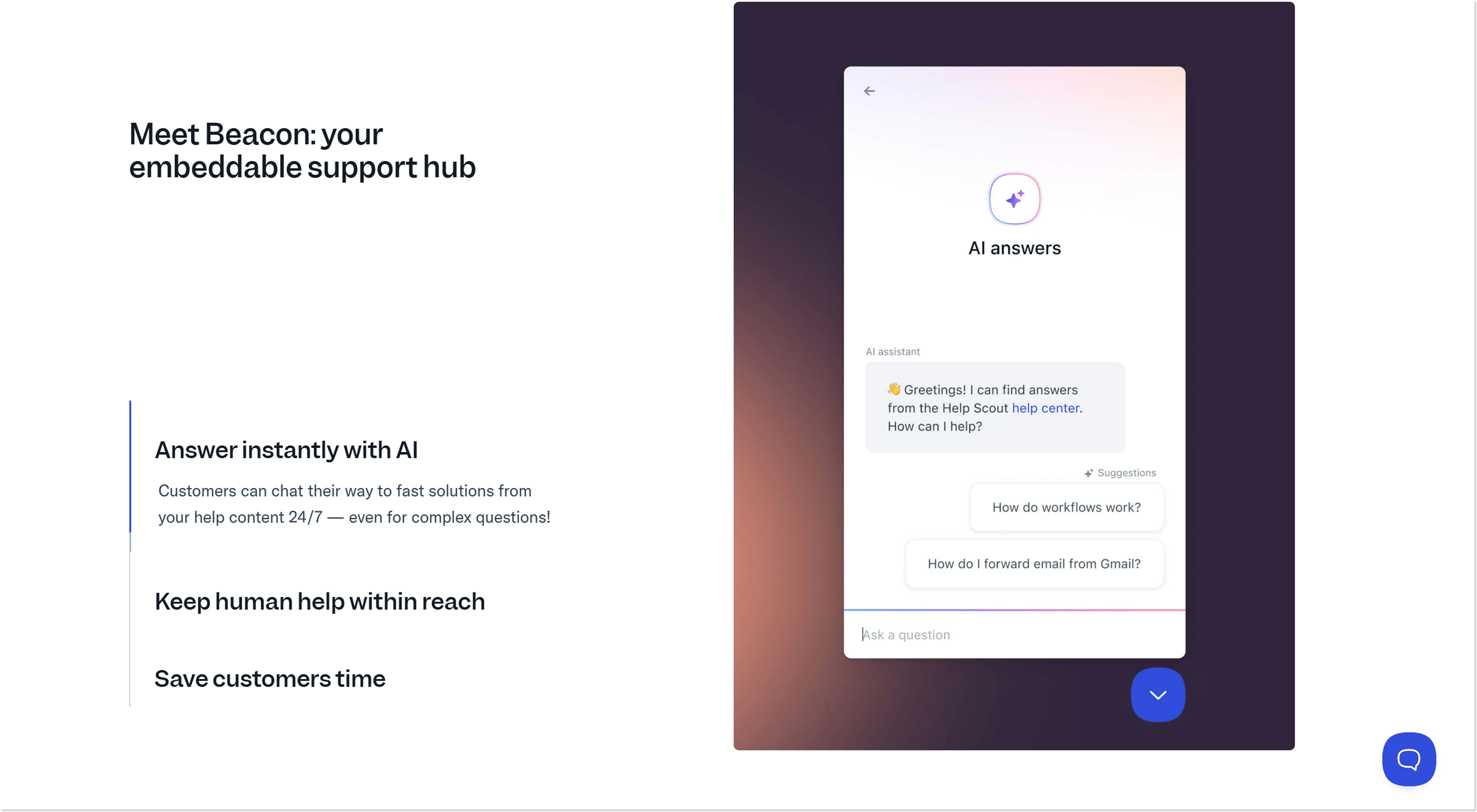 Beacon: Help Scout’s AI-enhanced live chat feature