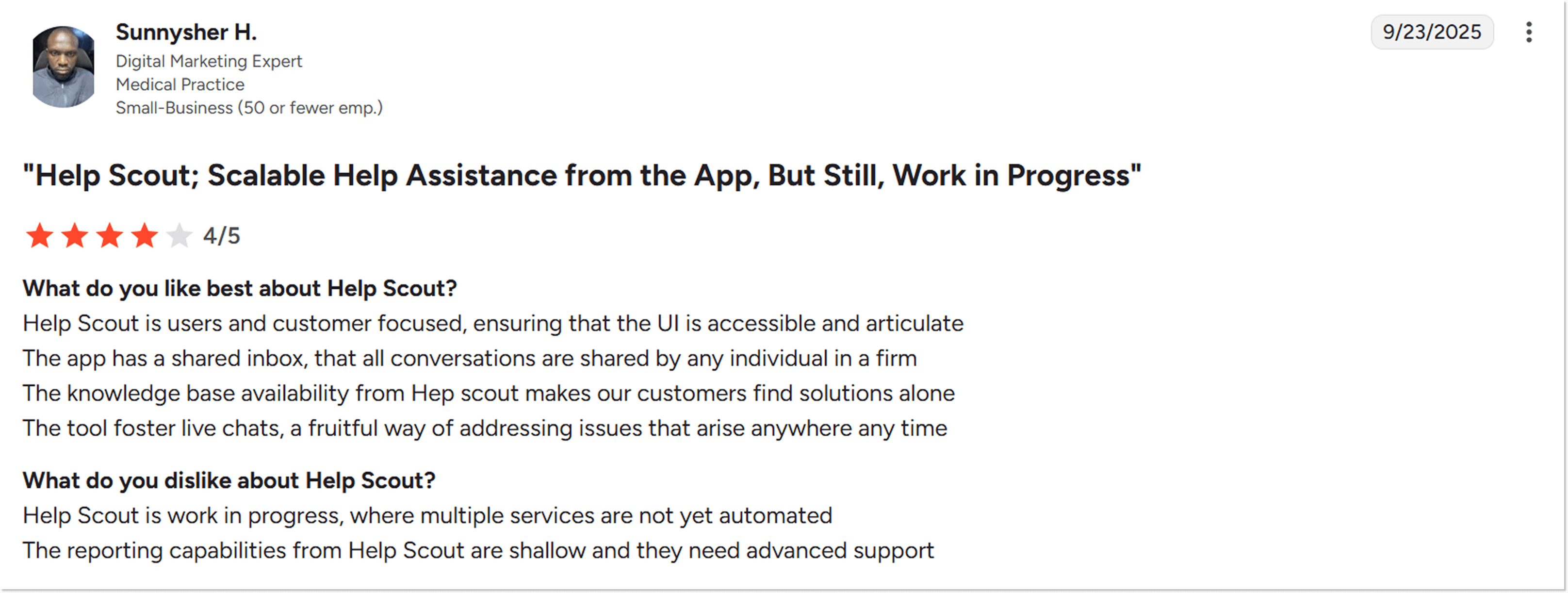 Help Scout customer review