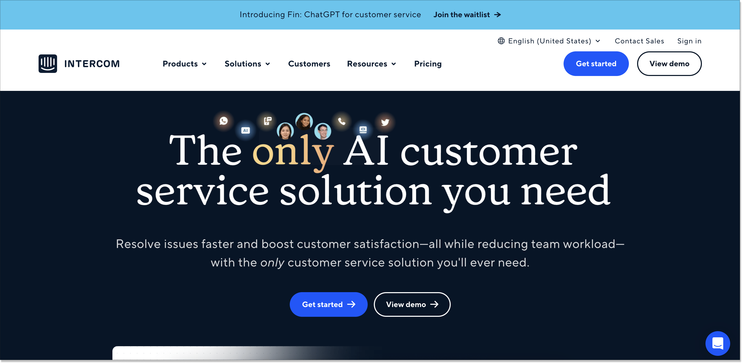 Intercom home page