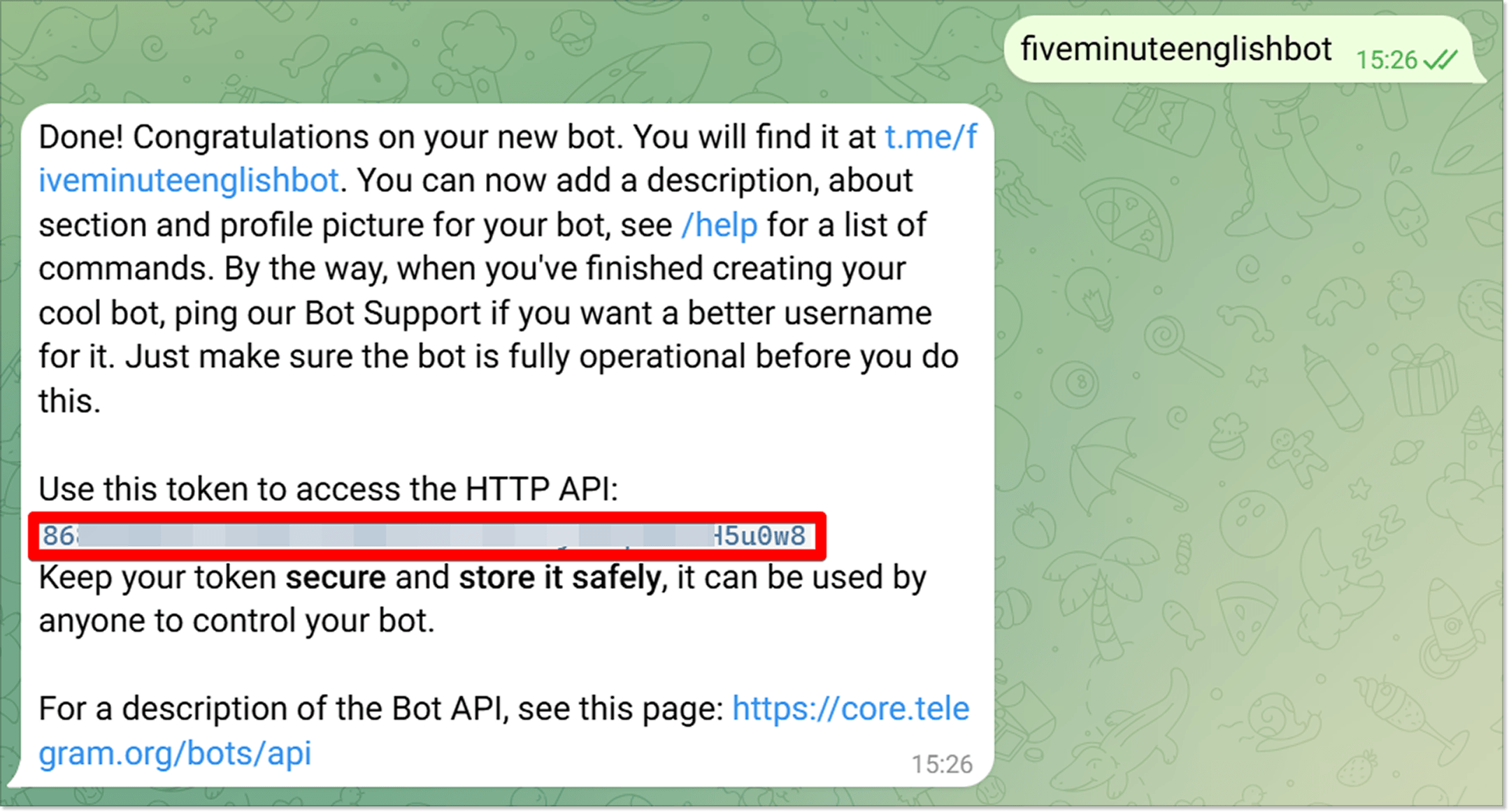 Токен для створення чат-бота у Телеграм.