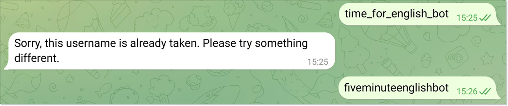Потрібно обрати унікальну назву для чат-бота у Телеграм.
