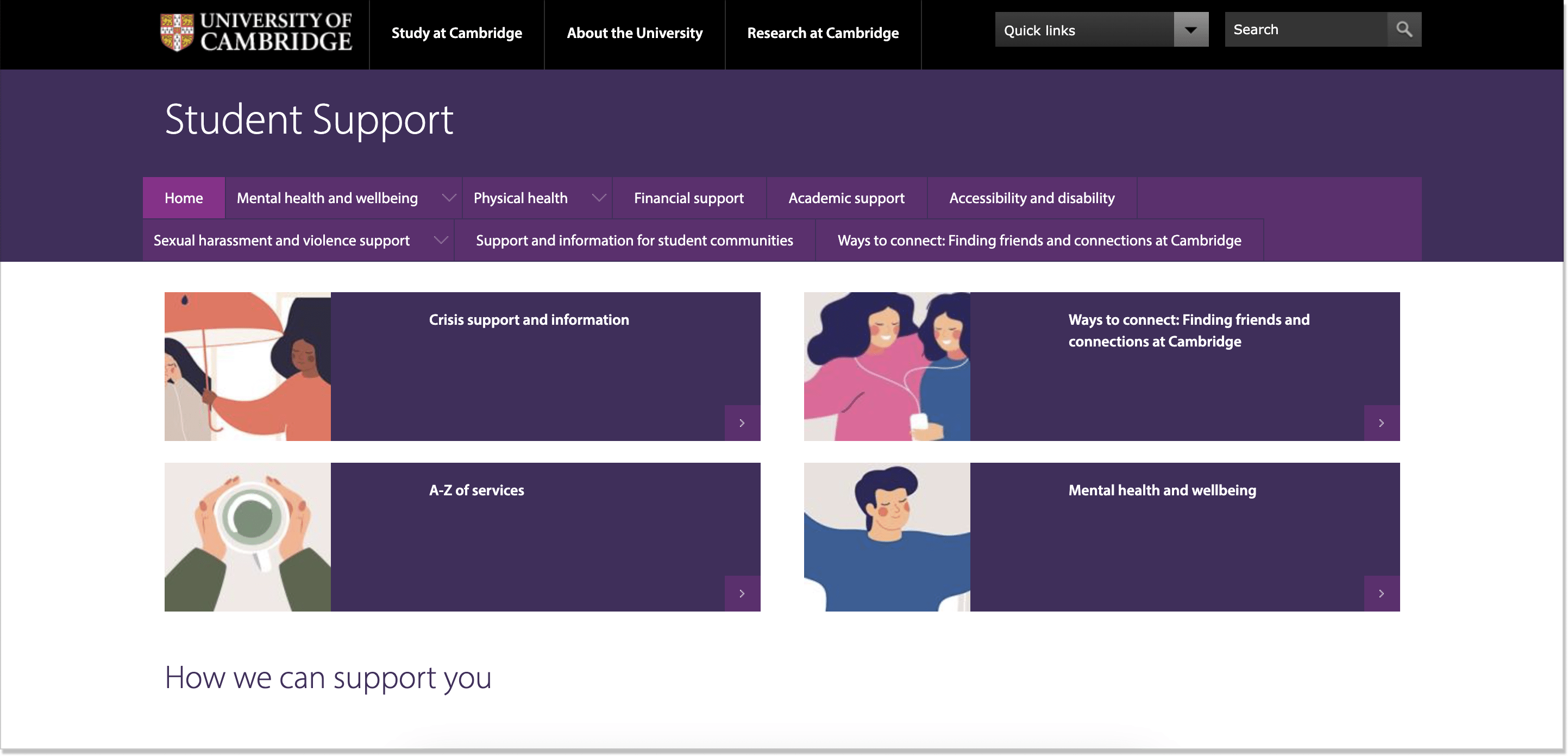 University of Cambridge self-service portal examples_1