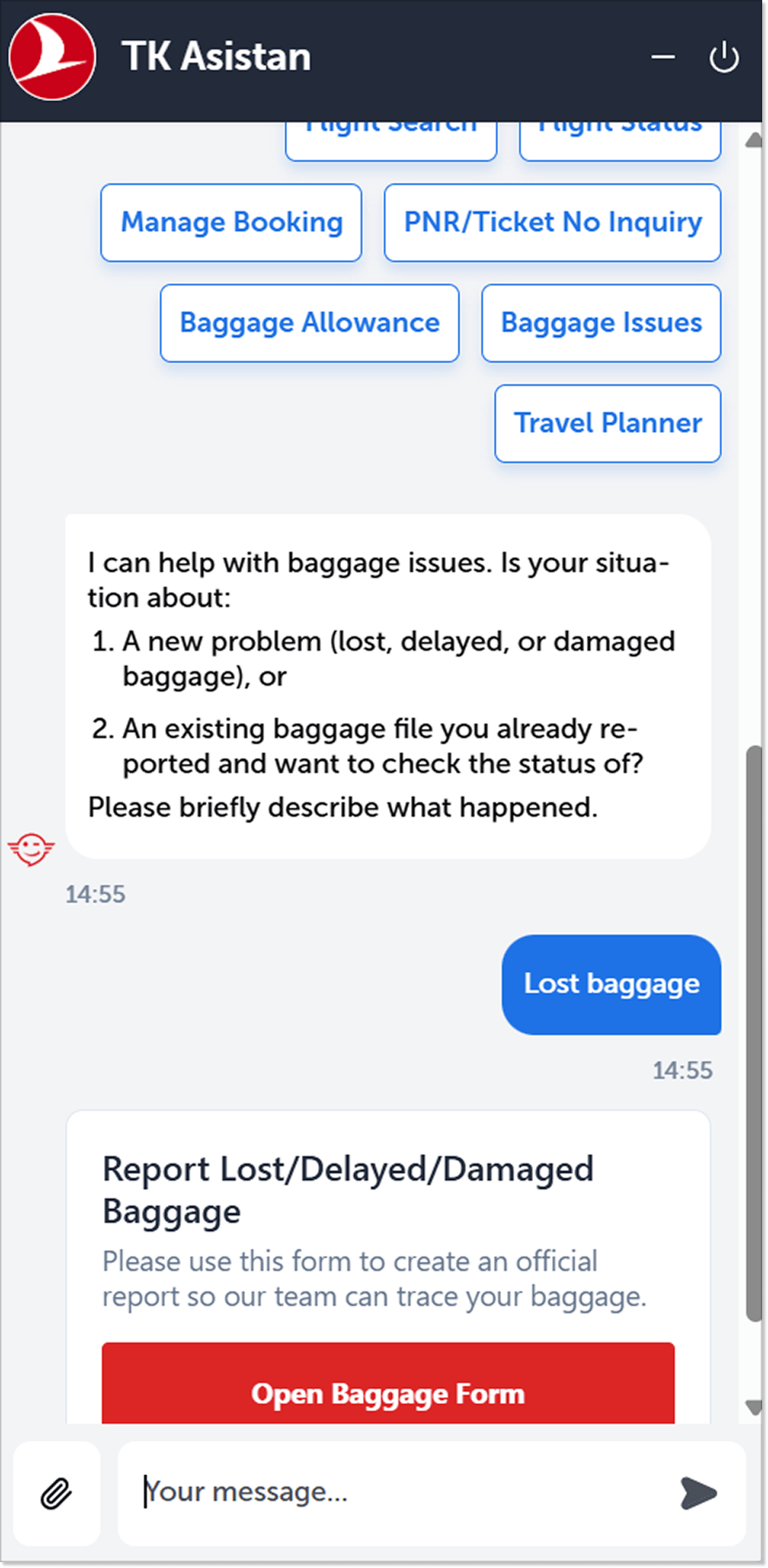 A customer service chatbot flow example