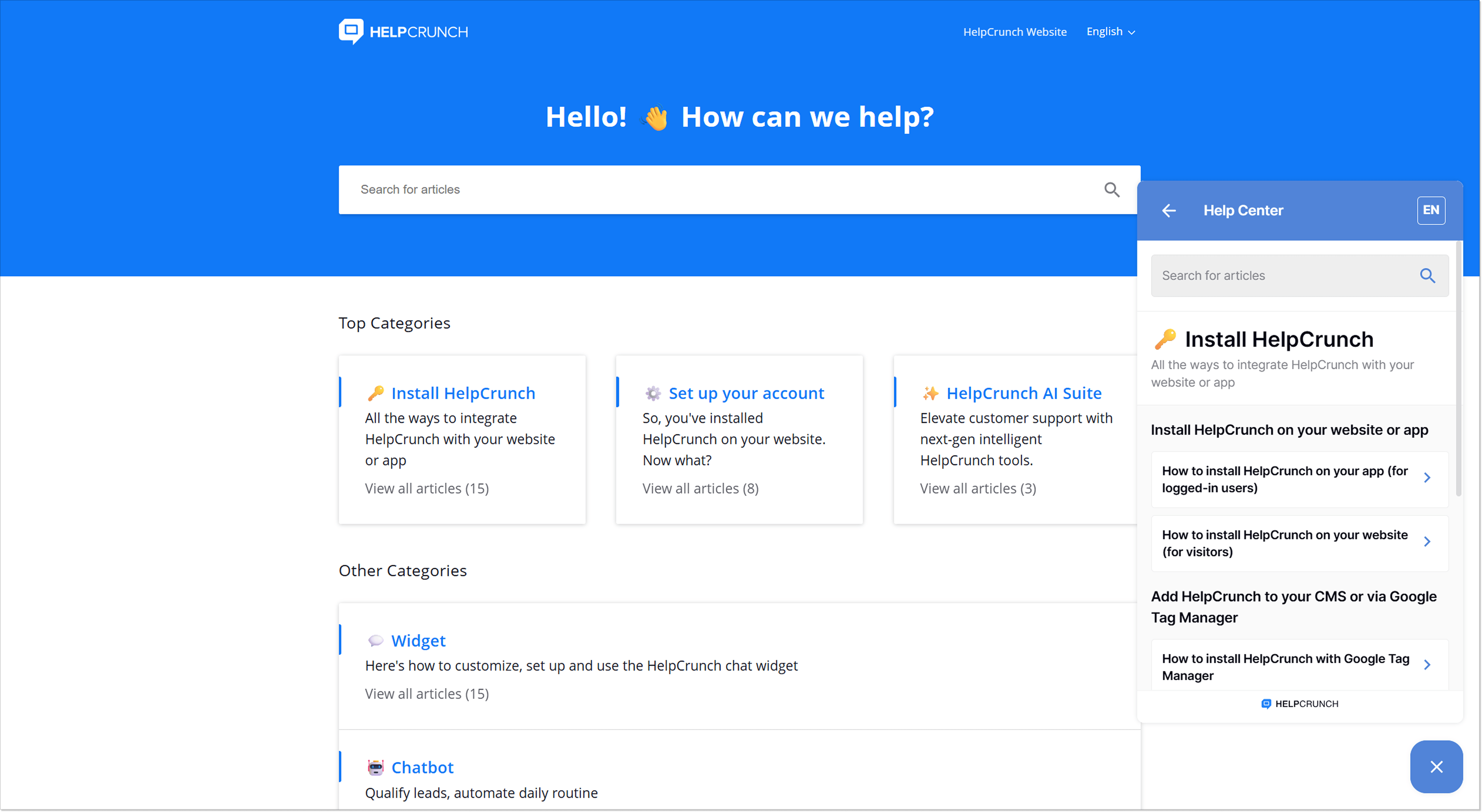 HelpCrunch knowledge base