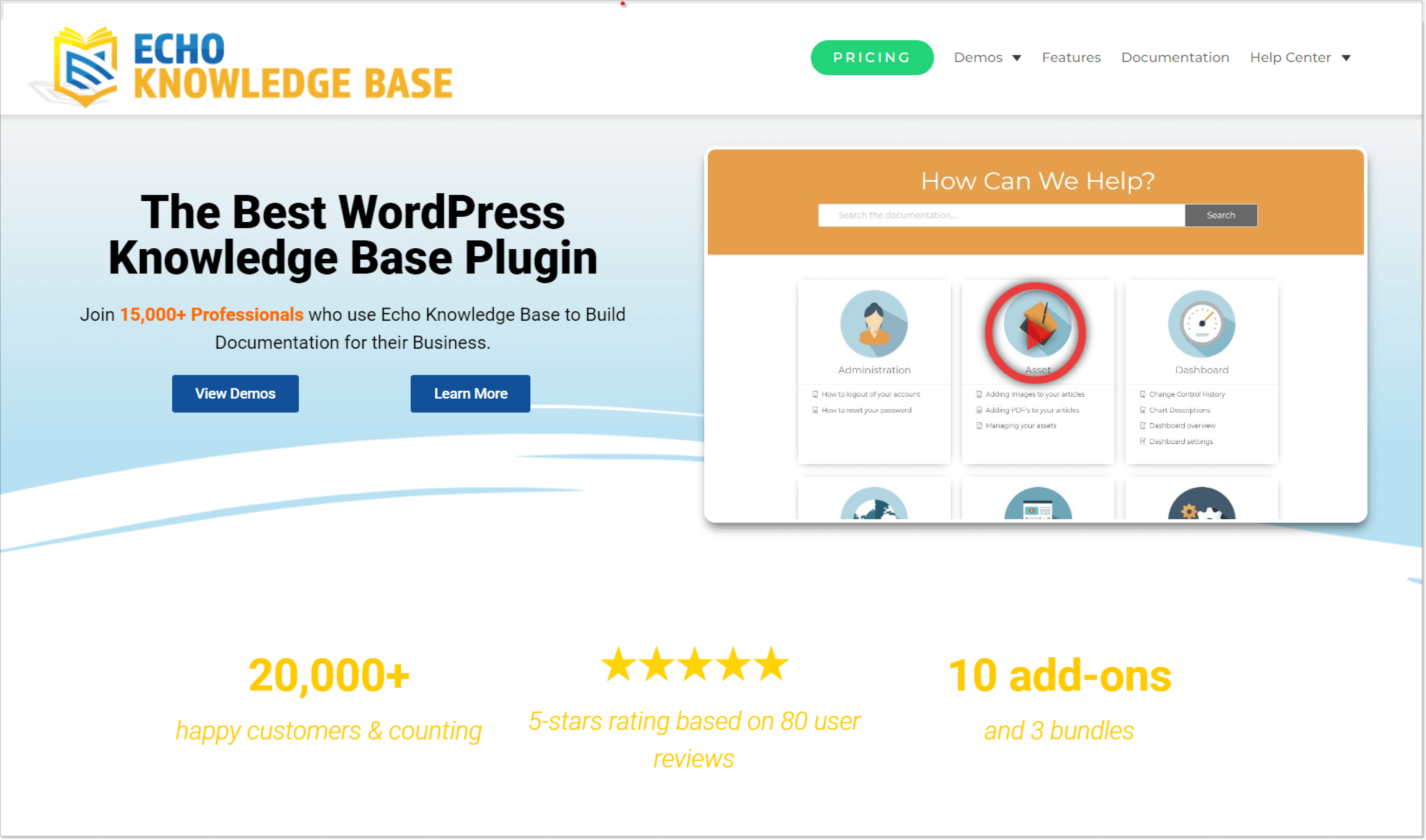 Echo knowledge base landing page