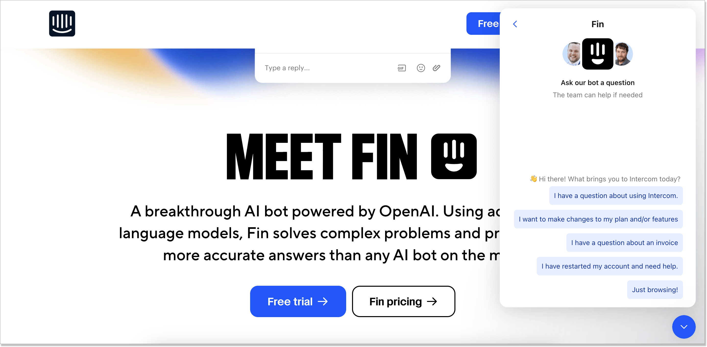 Fin landing page