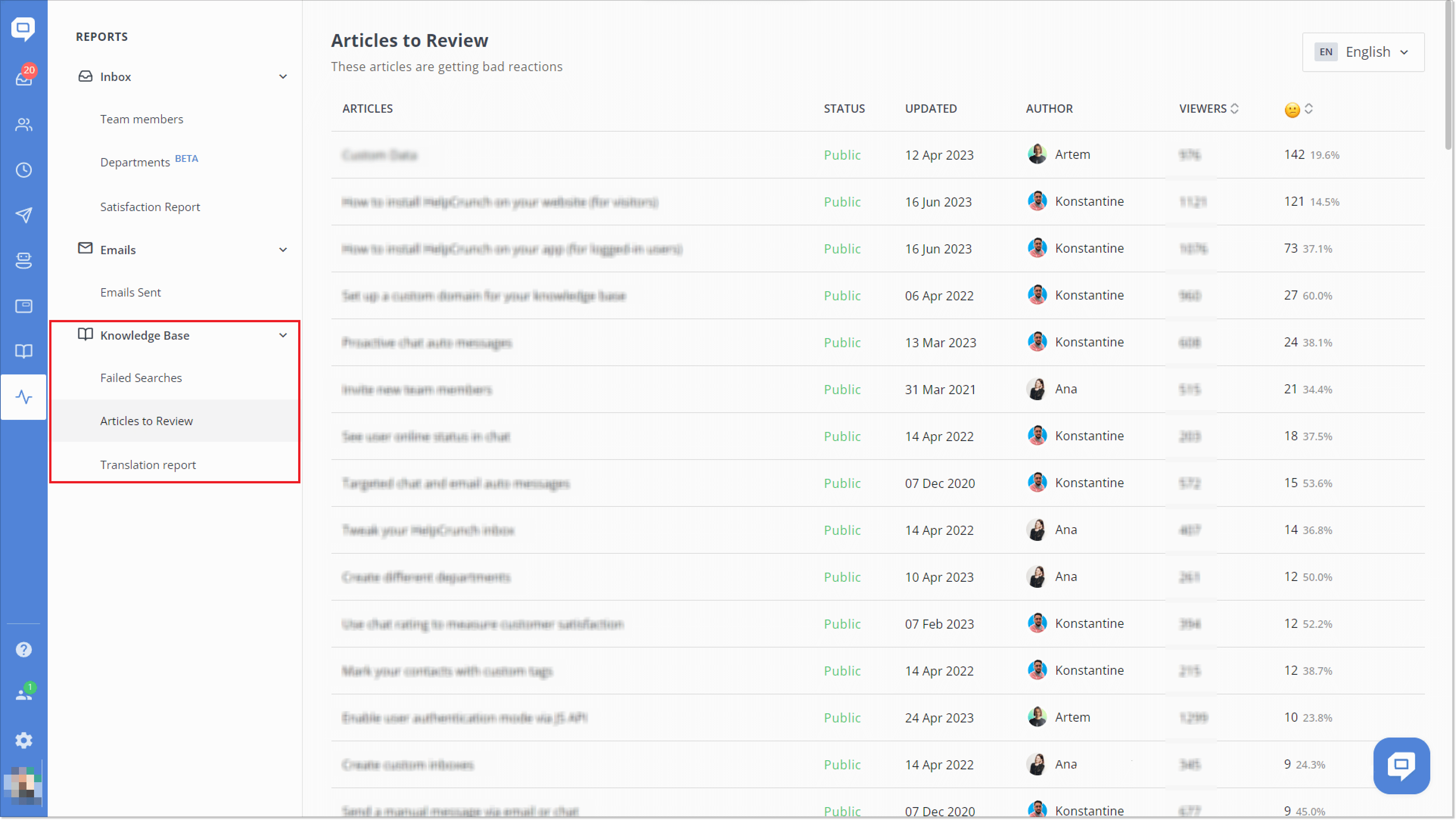 Knowledge-base-reports