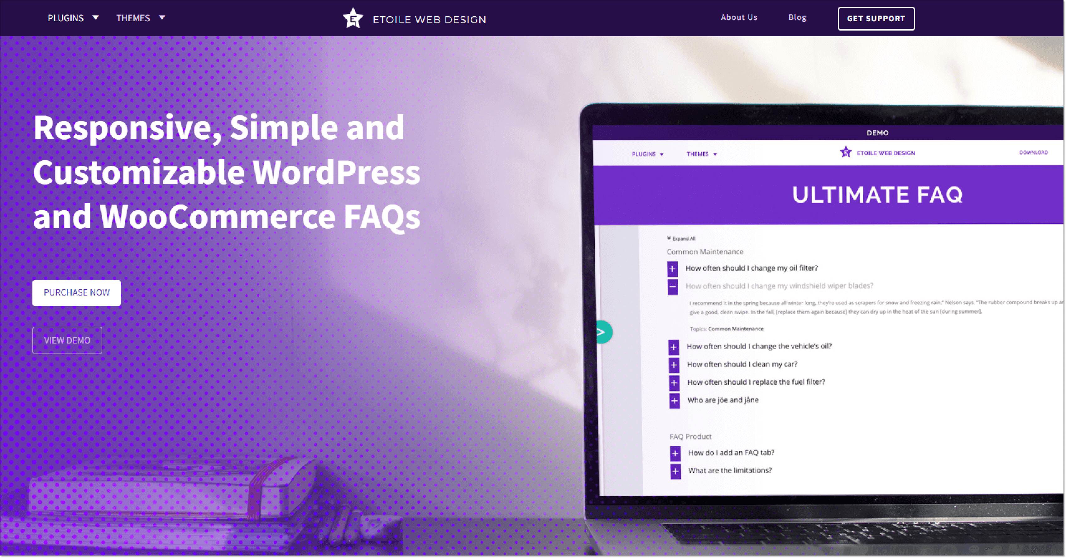 Ultimate FAQs wordpress faq plugin landing page