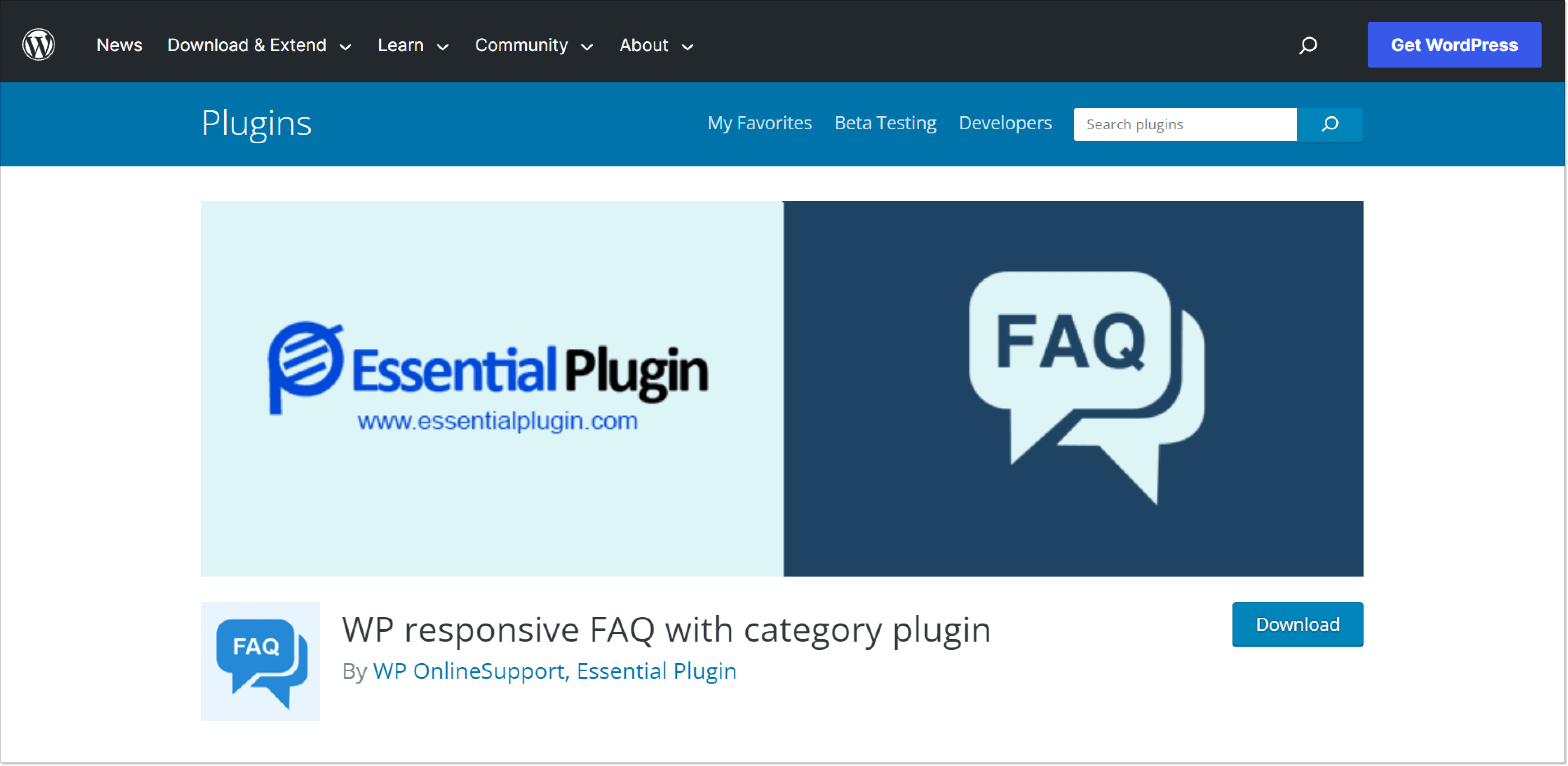 WP Responsive FAQ plugin wordpress page