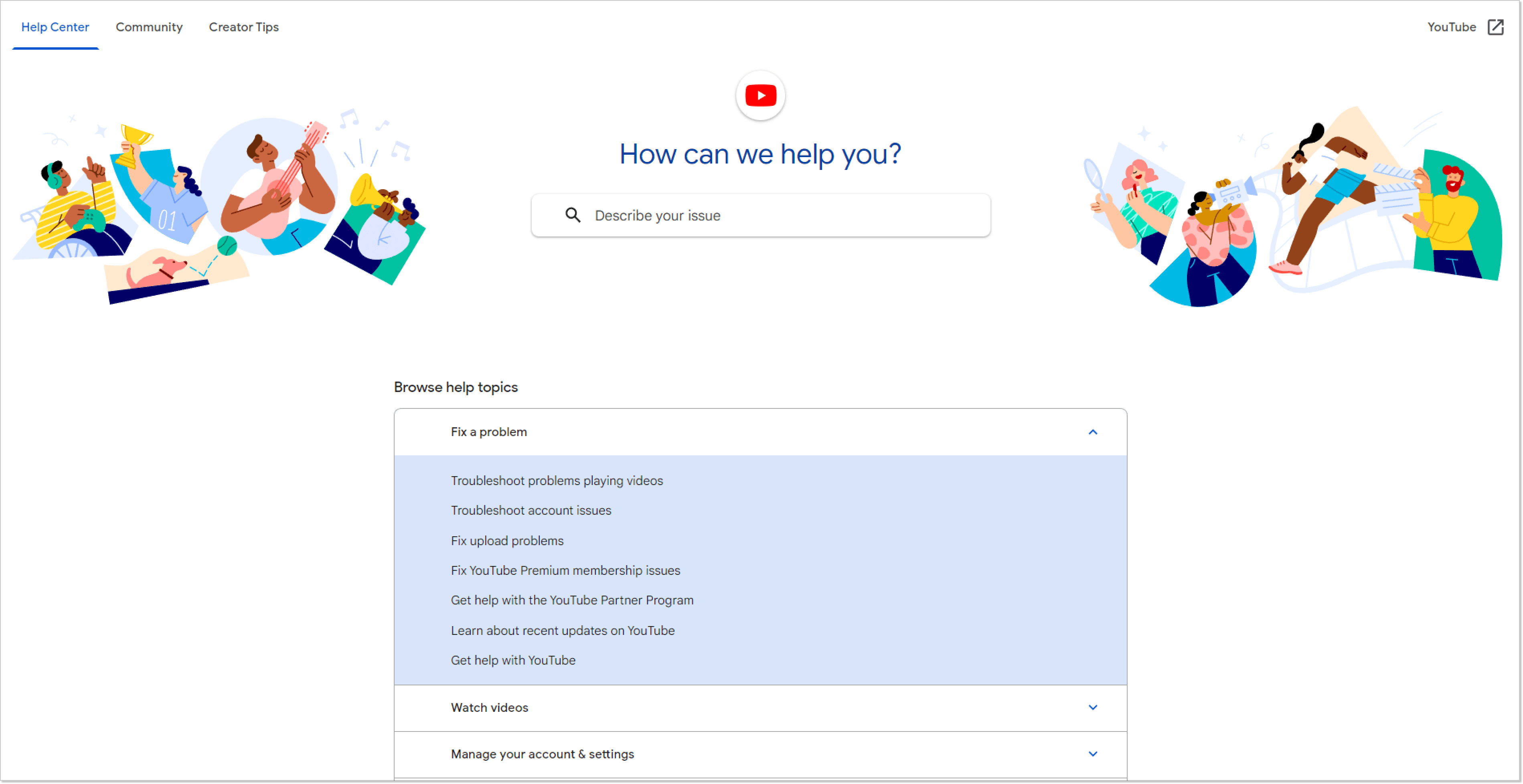 YouTube FAQ page screenshot