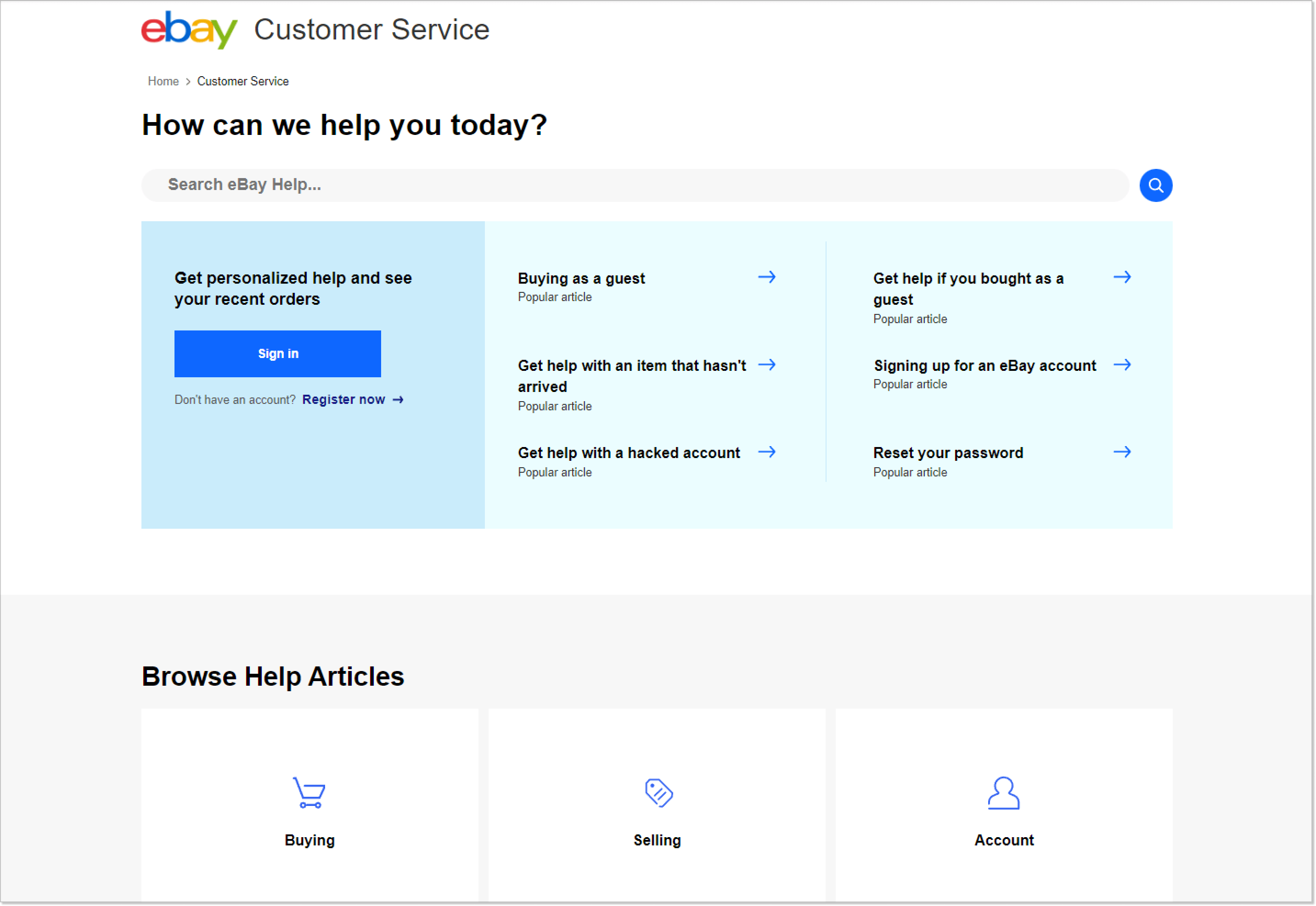 eBay FAQ page screenshot