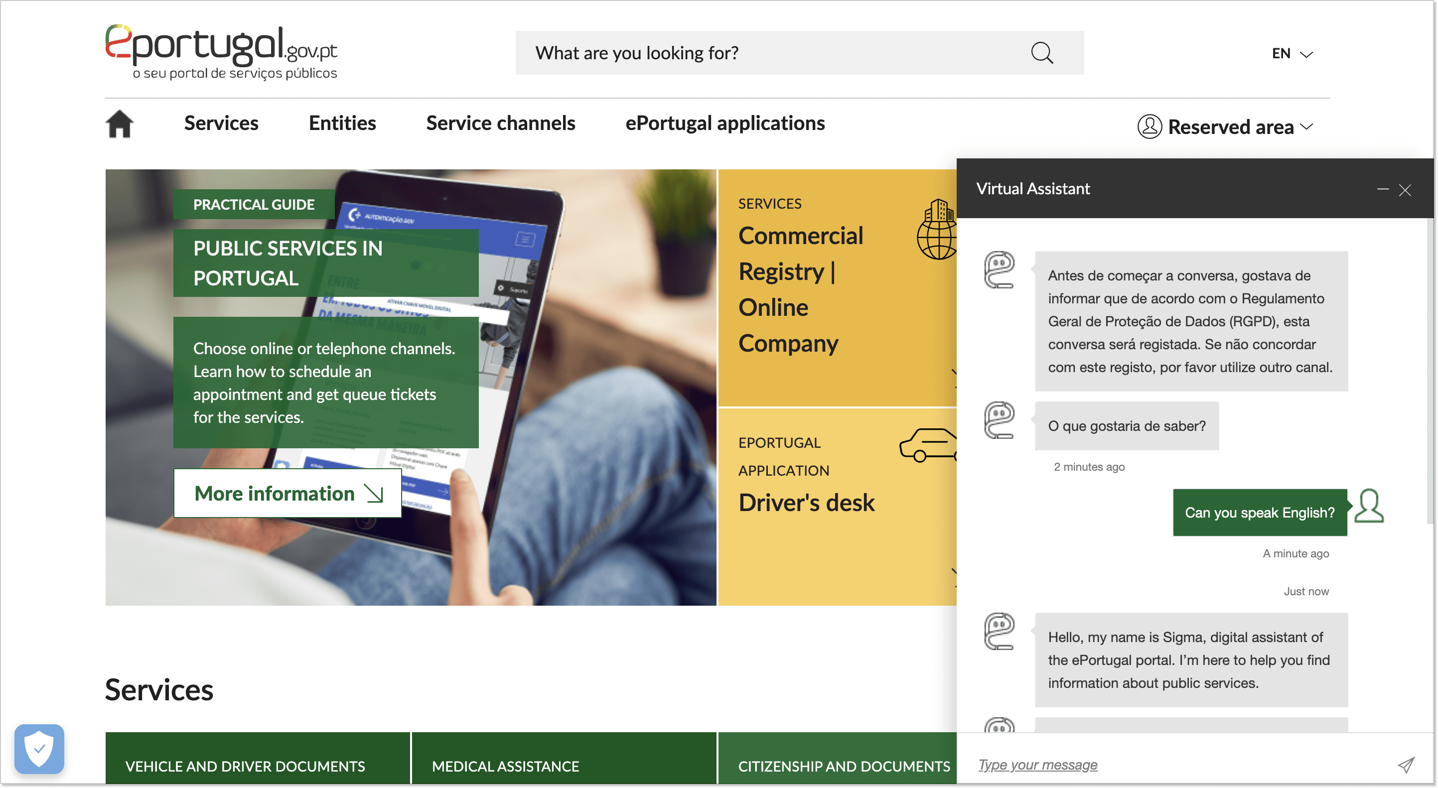 eportugal chatbot