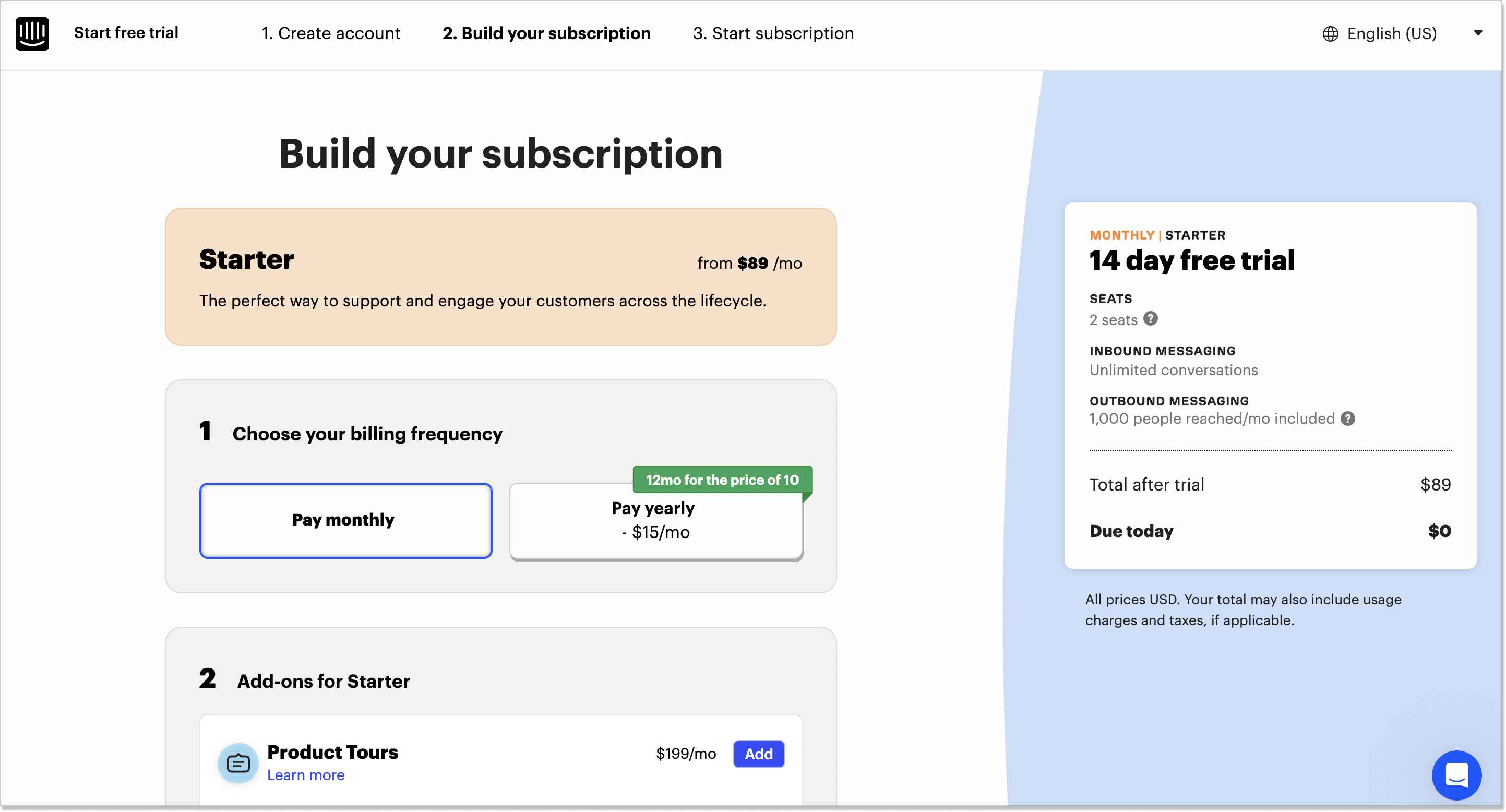 Subscription stage in intercom