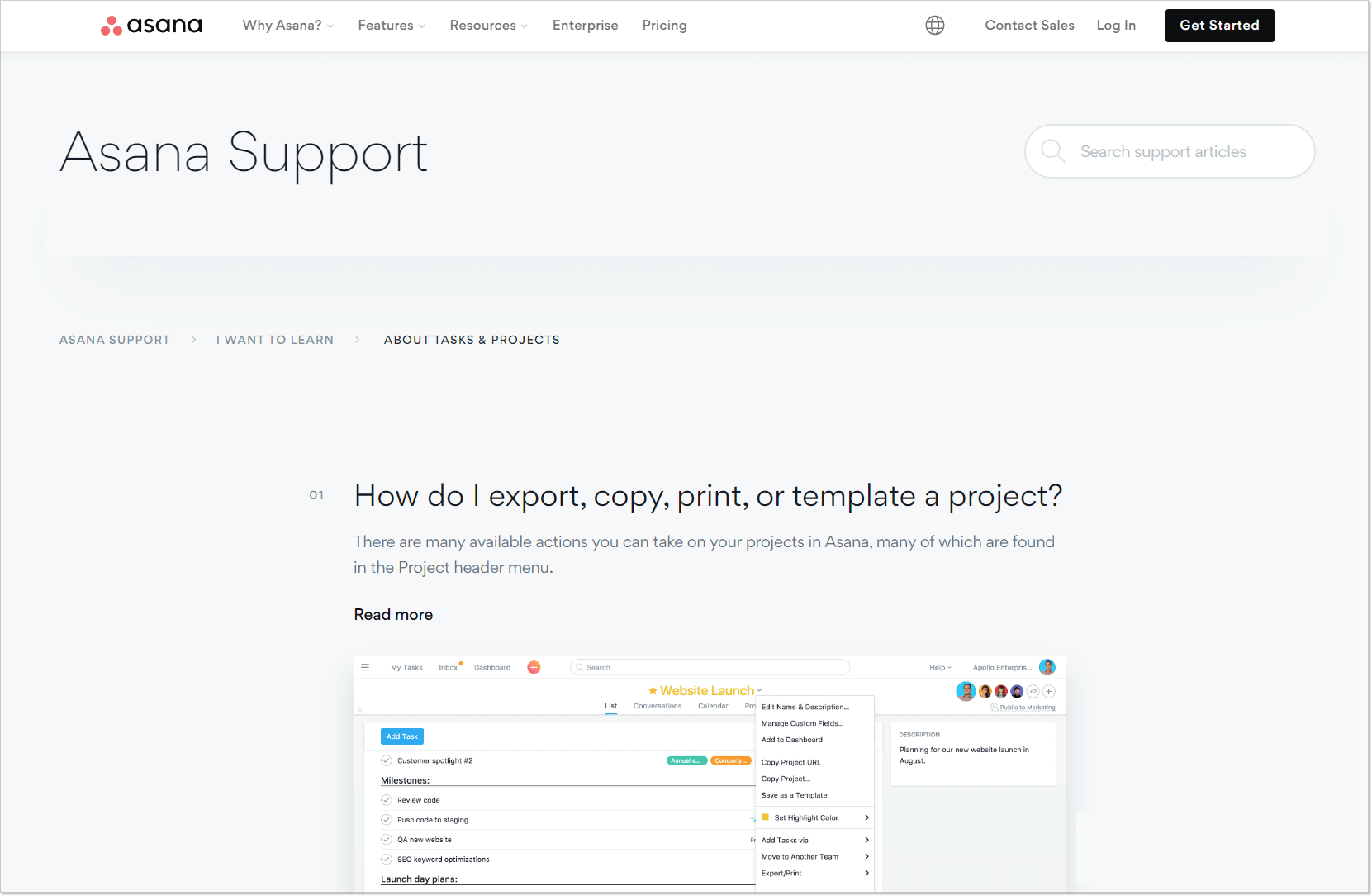 Asana knowledge base template