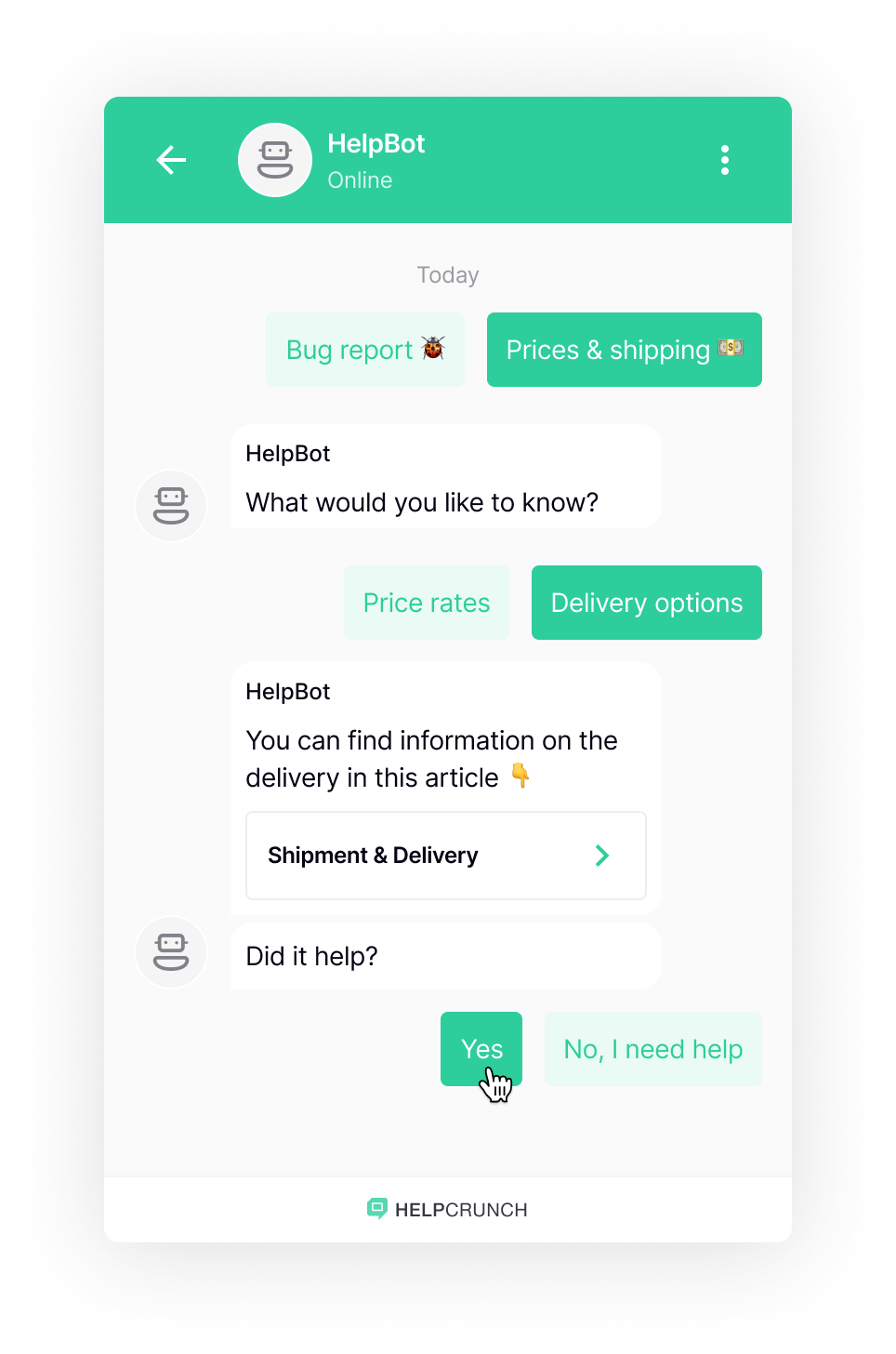 HelpCrunch the chatbot