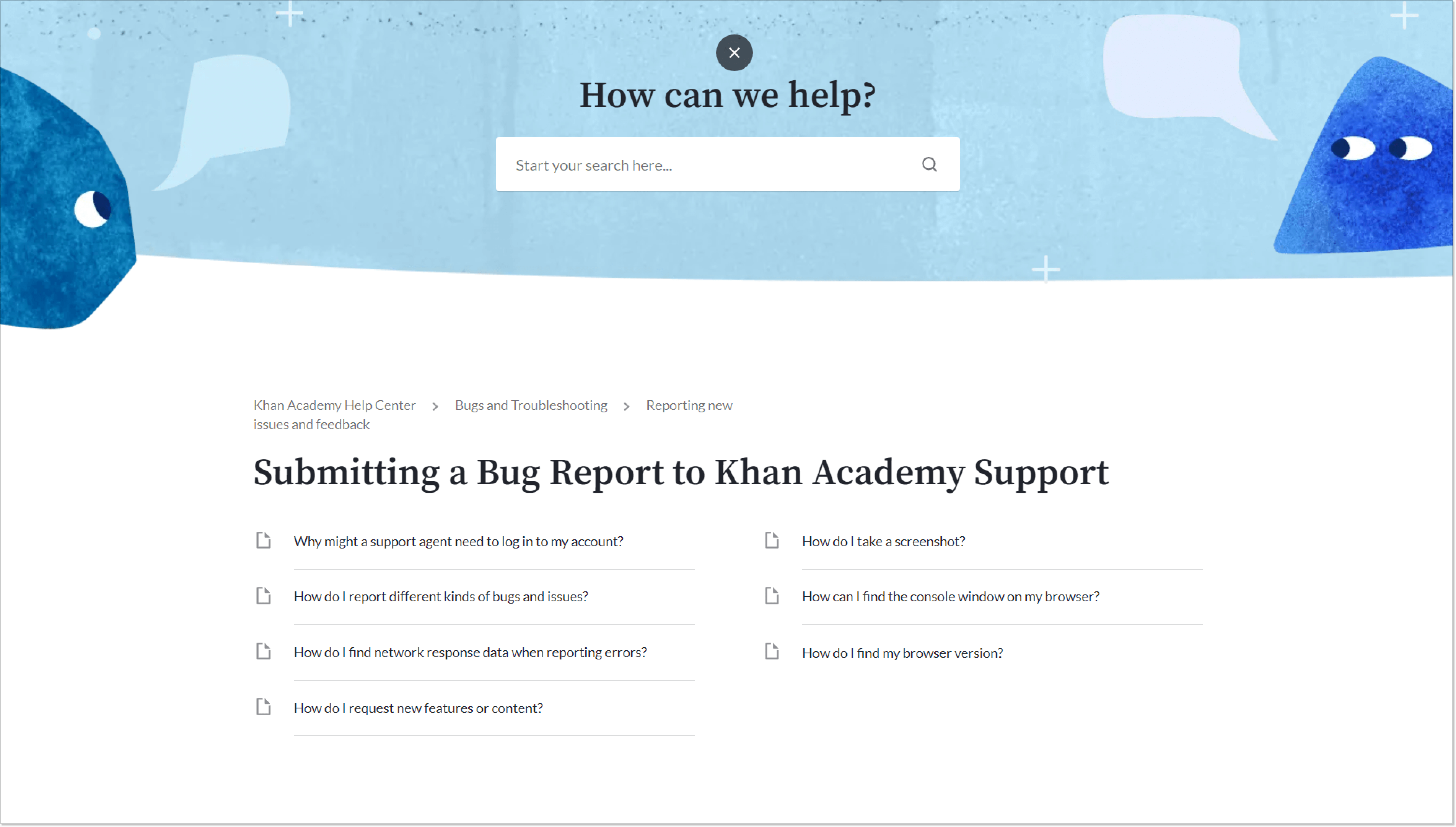 Khan academy troubleshooting template