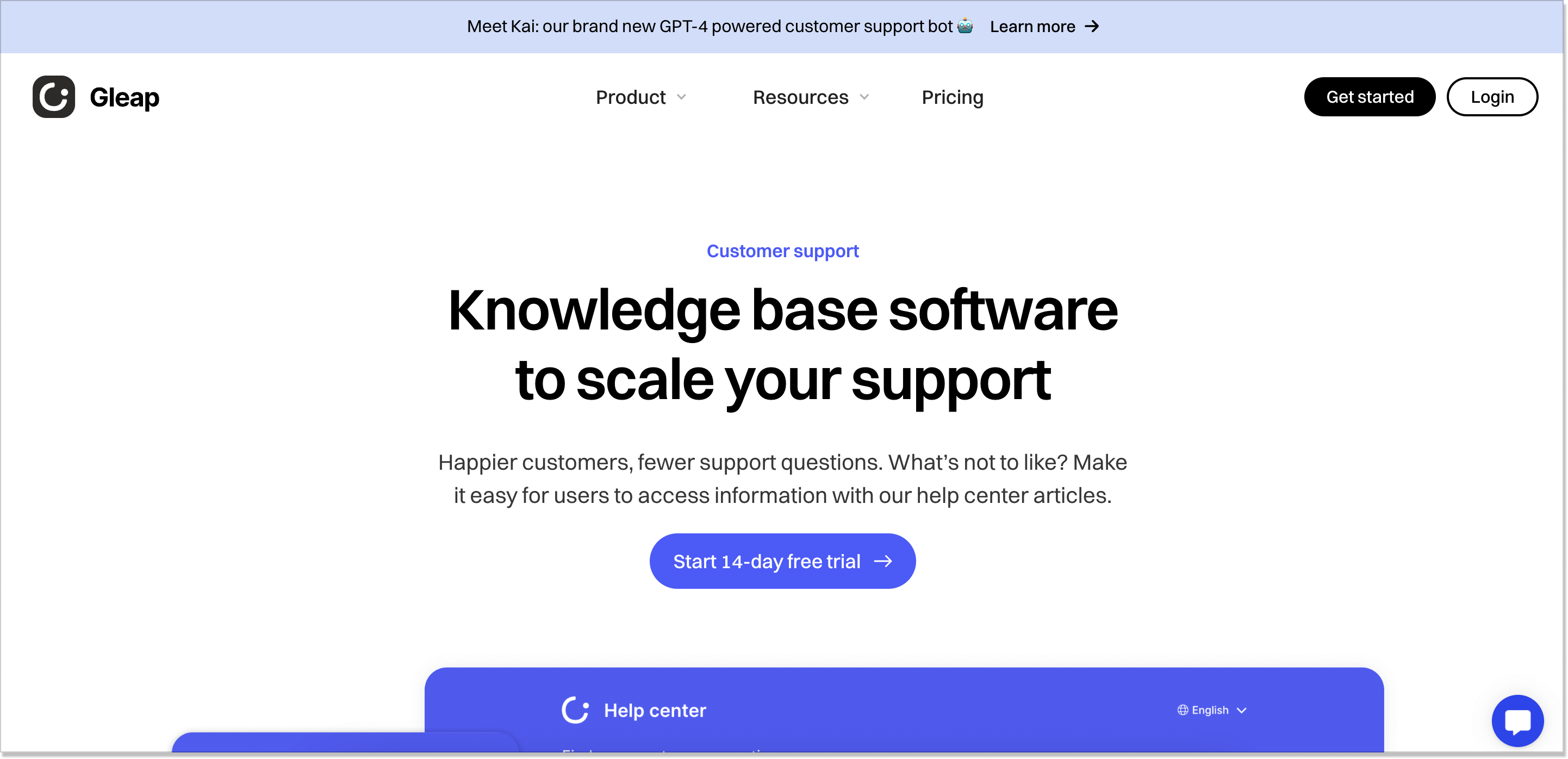 Gleap website