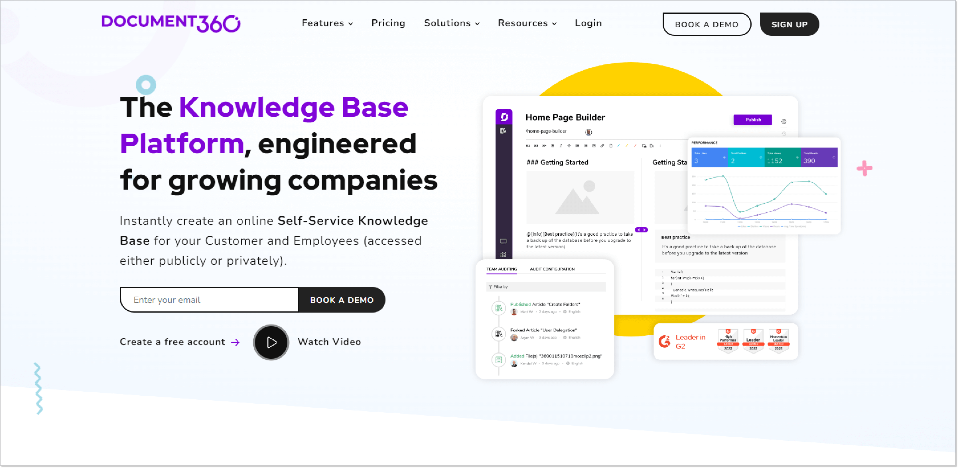 what is a knowledge base document360 landing page
