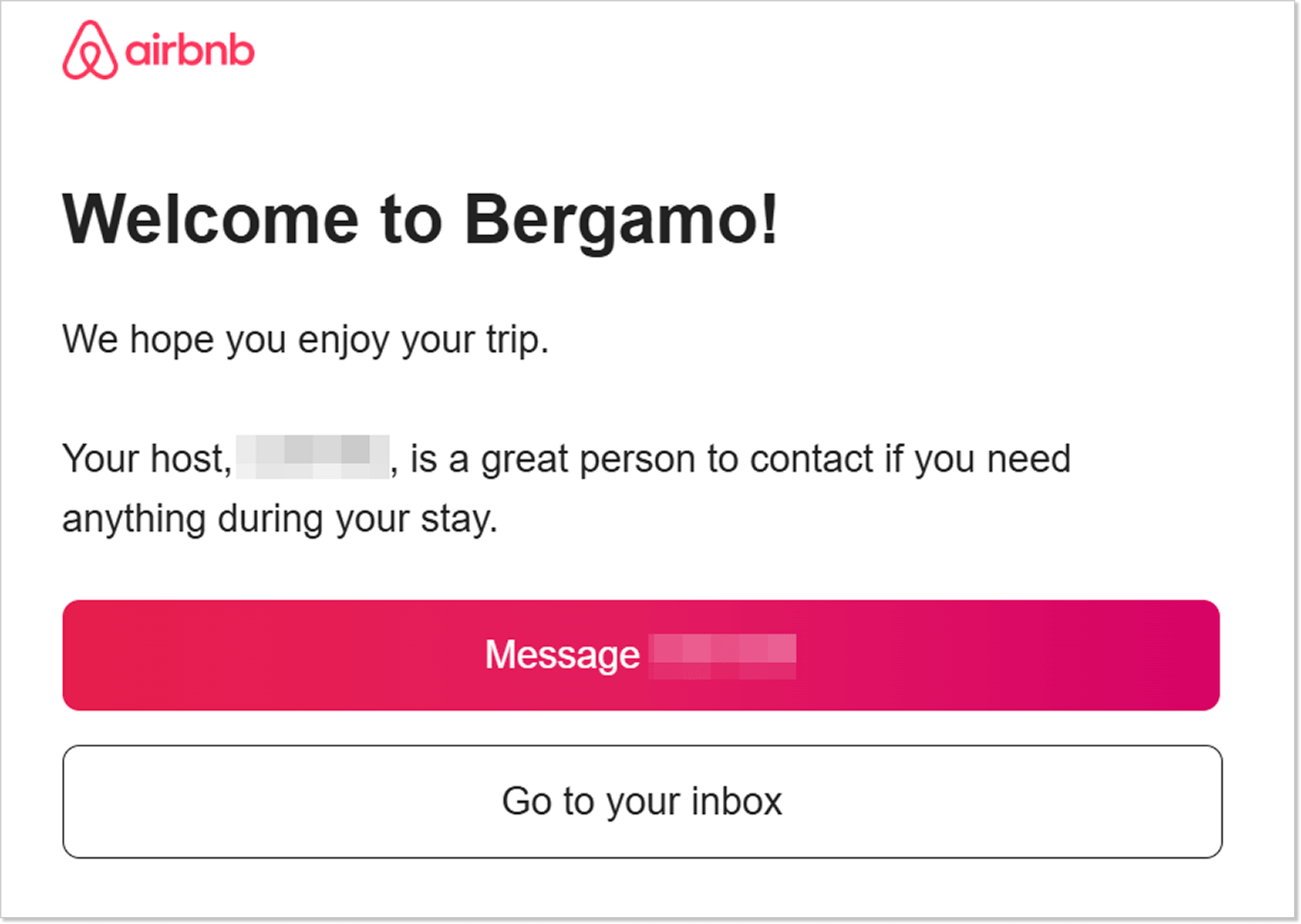 Weclome message for a guest example
