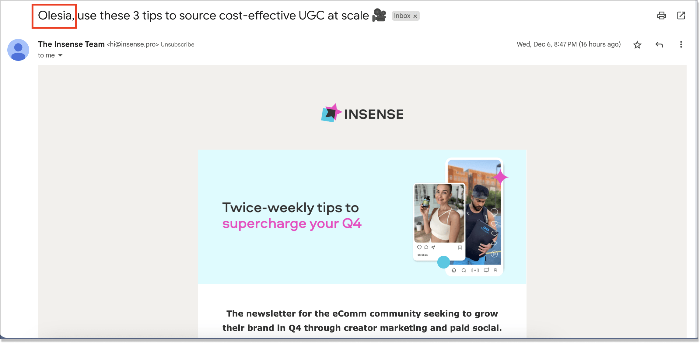 Insense email