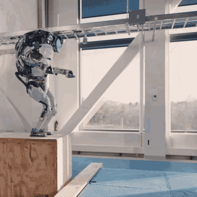 funny gif with boston dynamics' humanoid-like robot doing a flip