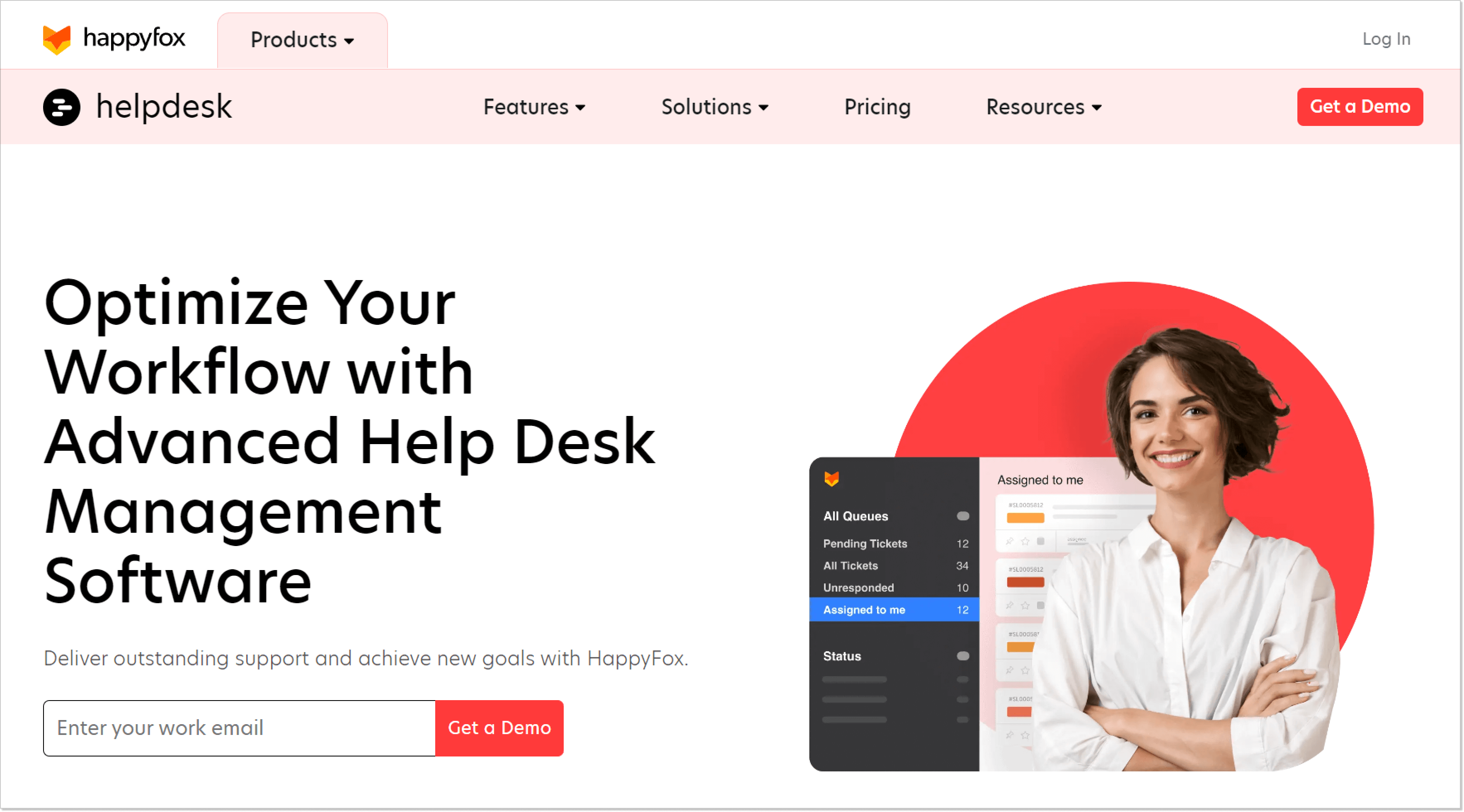 happyfox customer service software landing page screenshot