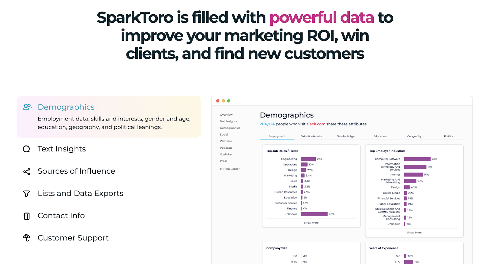 sparktoro insights landing page screenshot