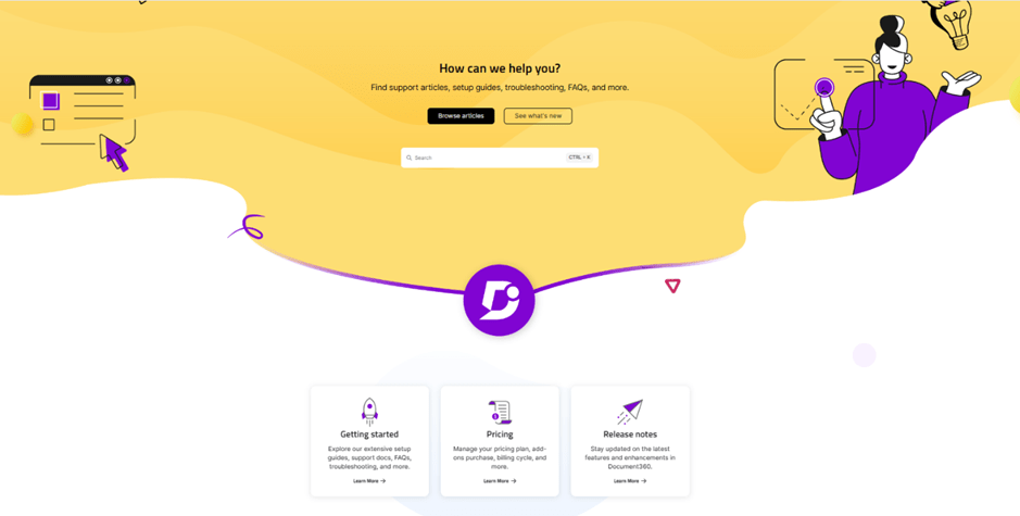 Document360 knowledge base page