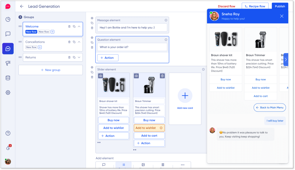 редактор чат-бота verloop