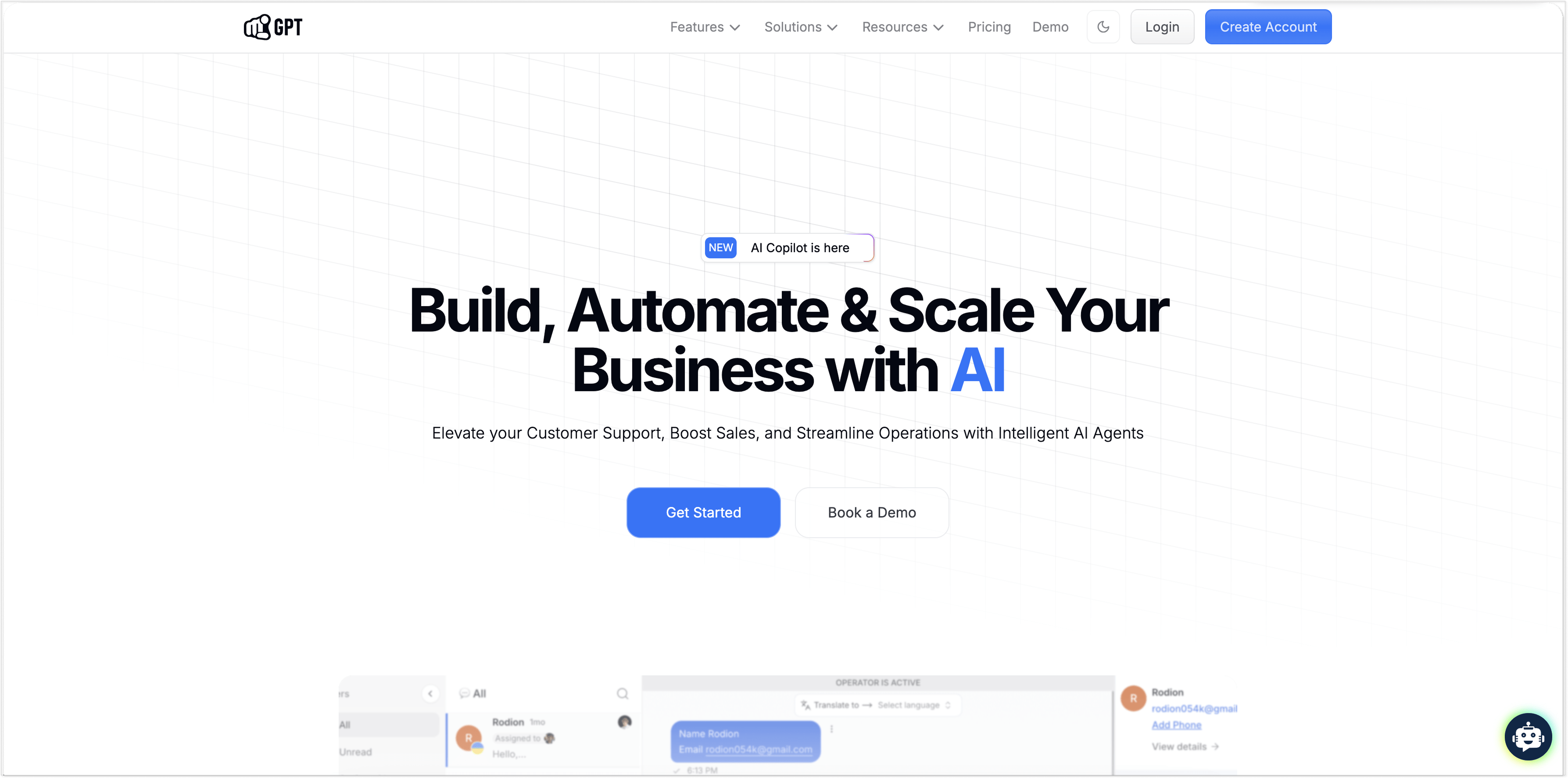 YourGPT's homepage screenshot