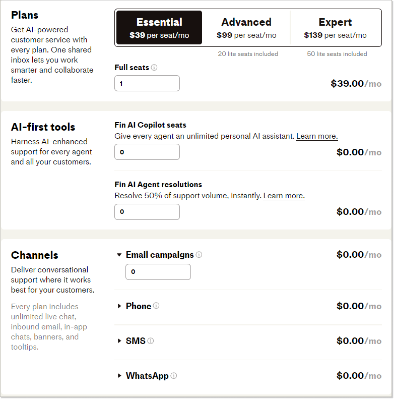 zendesk prices calculator sreenshot