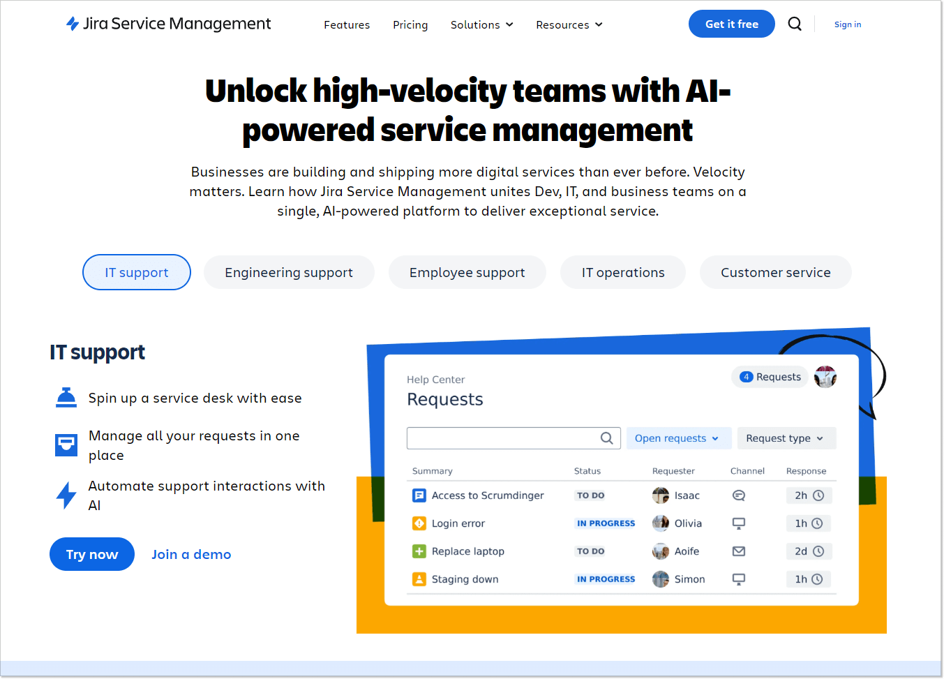 jira service management home page