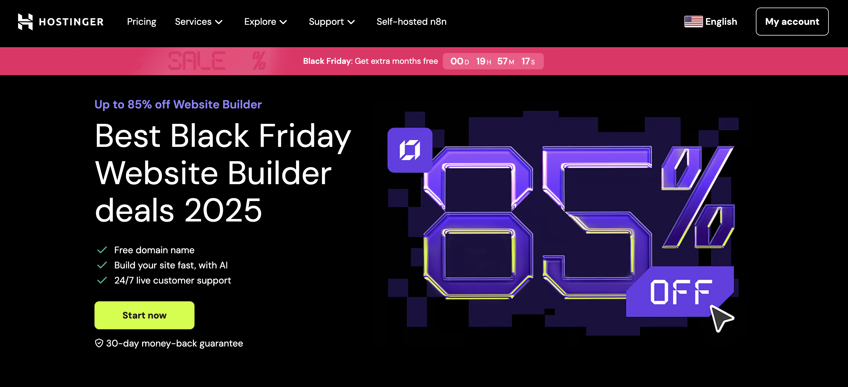 Hostinger black friday deal 2025 banner