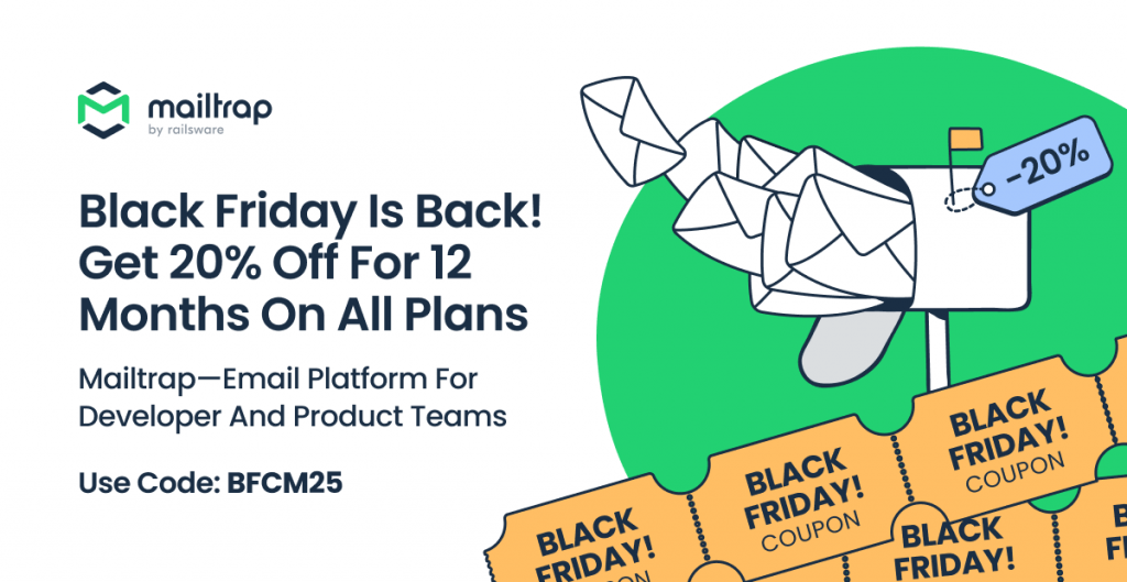 Mailtrap чорна п'ятниця 2025 банер
