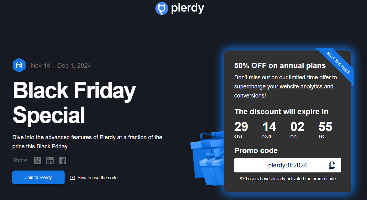 Plerdy Black Friday deal 2024 banner