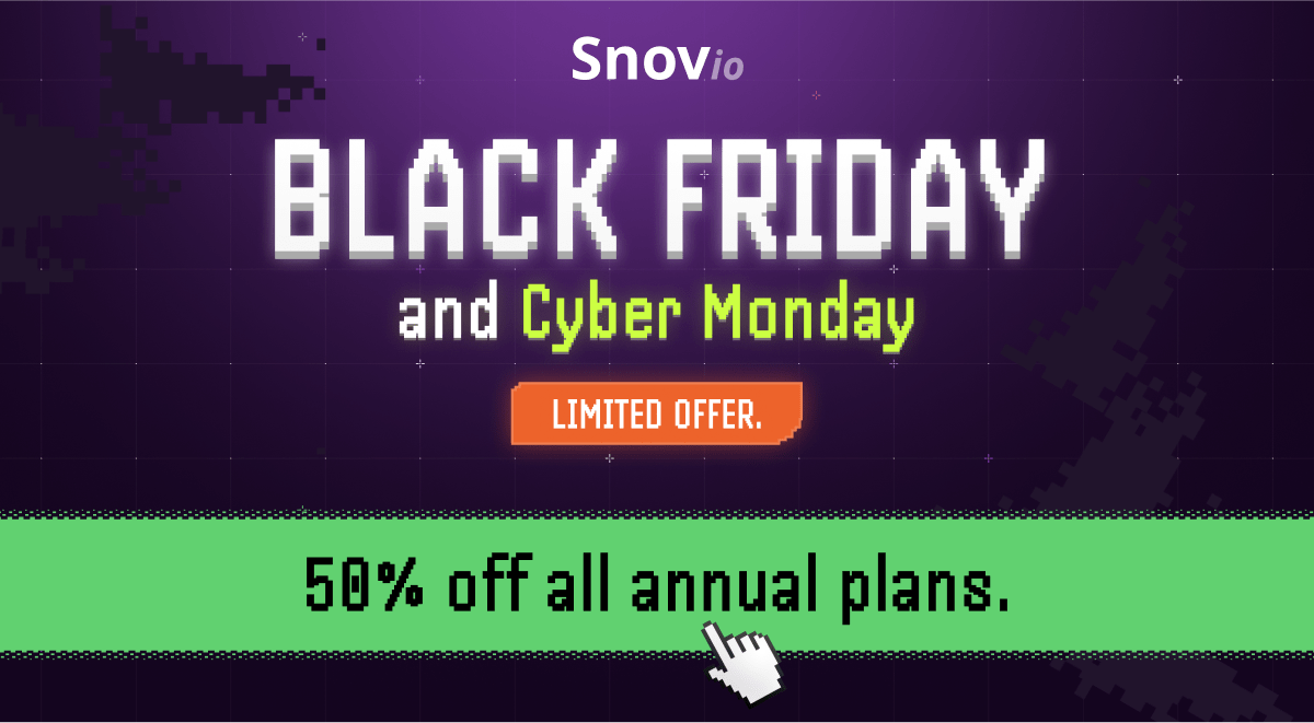 Snov.io Black Friday deal 2024 banner