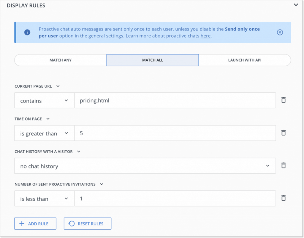 setting up proactive live chat 