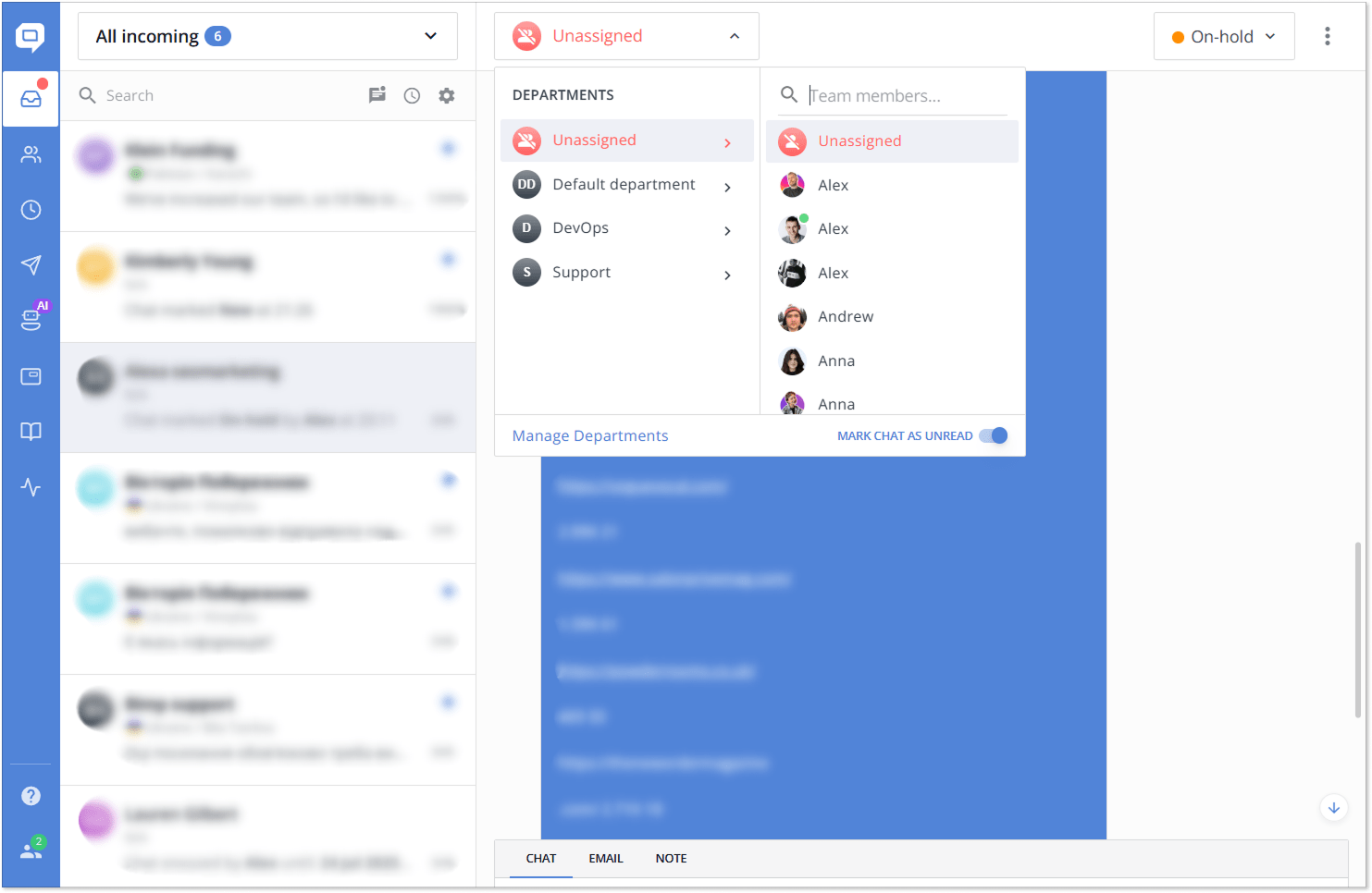 HelpCrunch chat routing