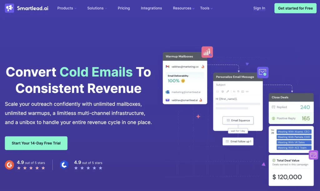 Smartlead.ai home page screenshot