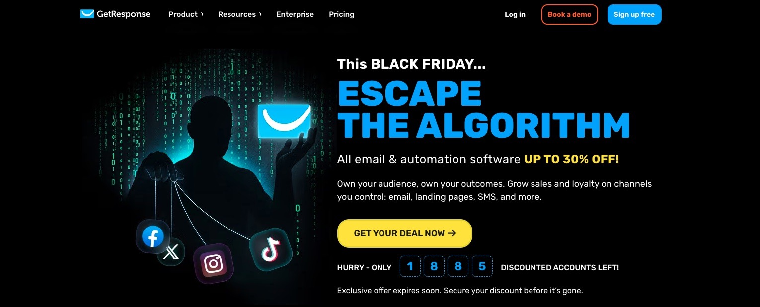 GetResponse black friday 2025 banner