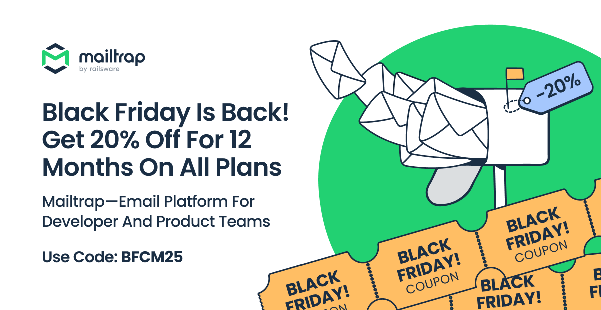 Mailtrap black friday 2025 promo banner