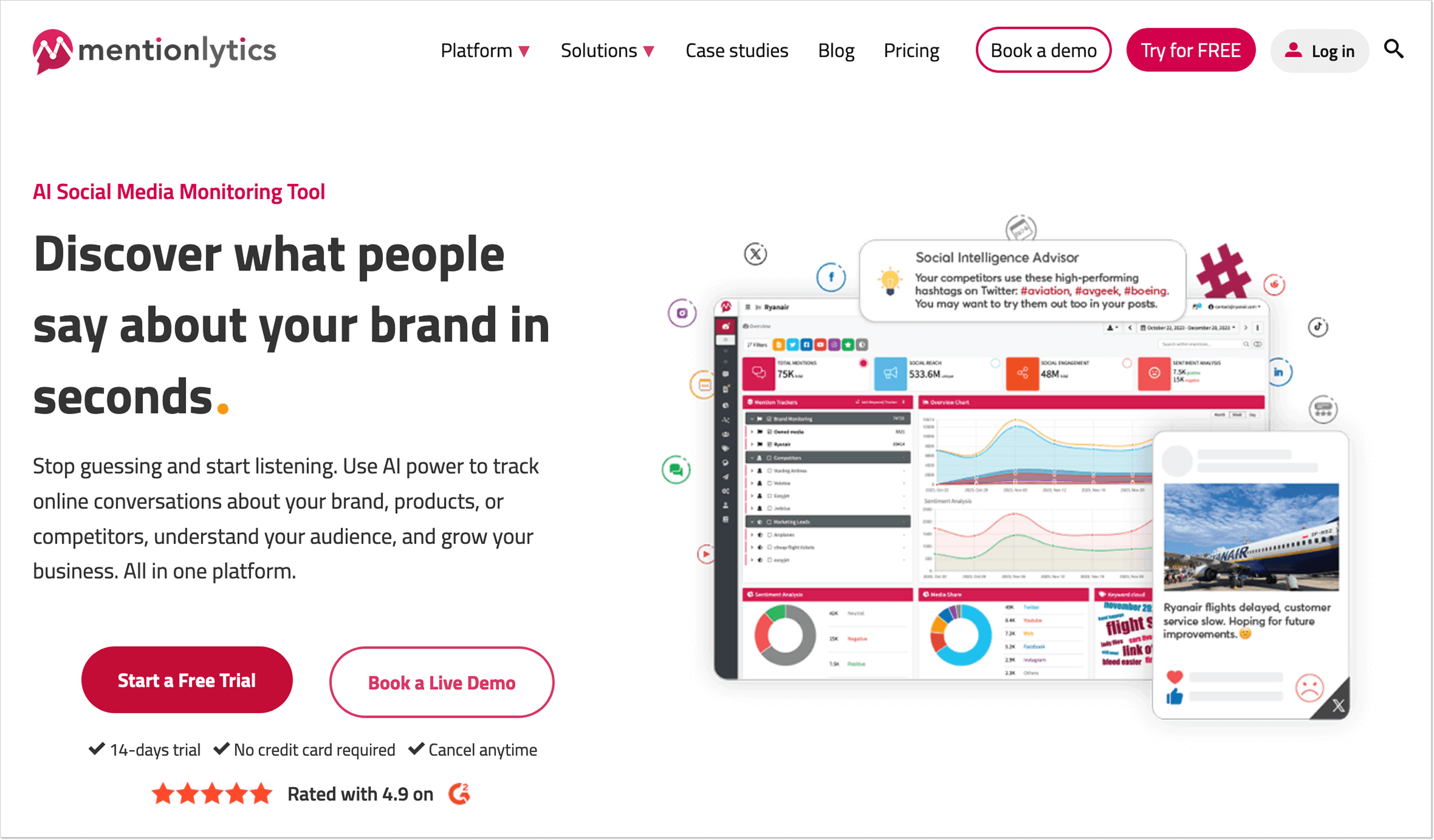 Mentionlytics social listening tool