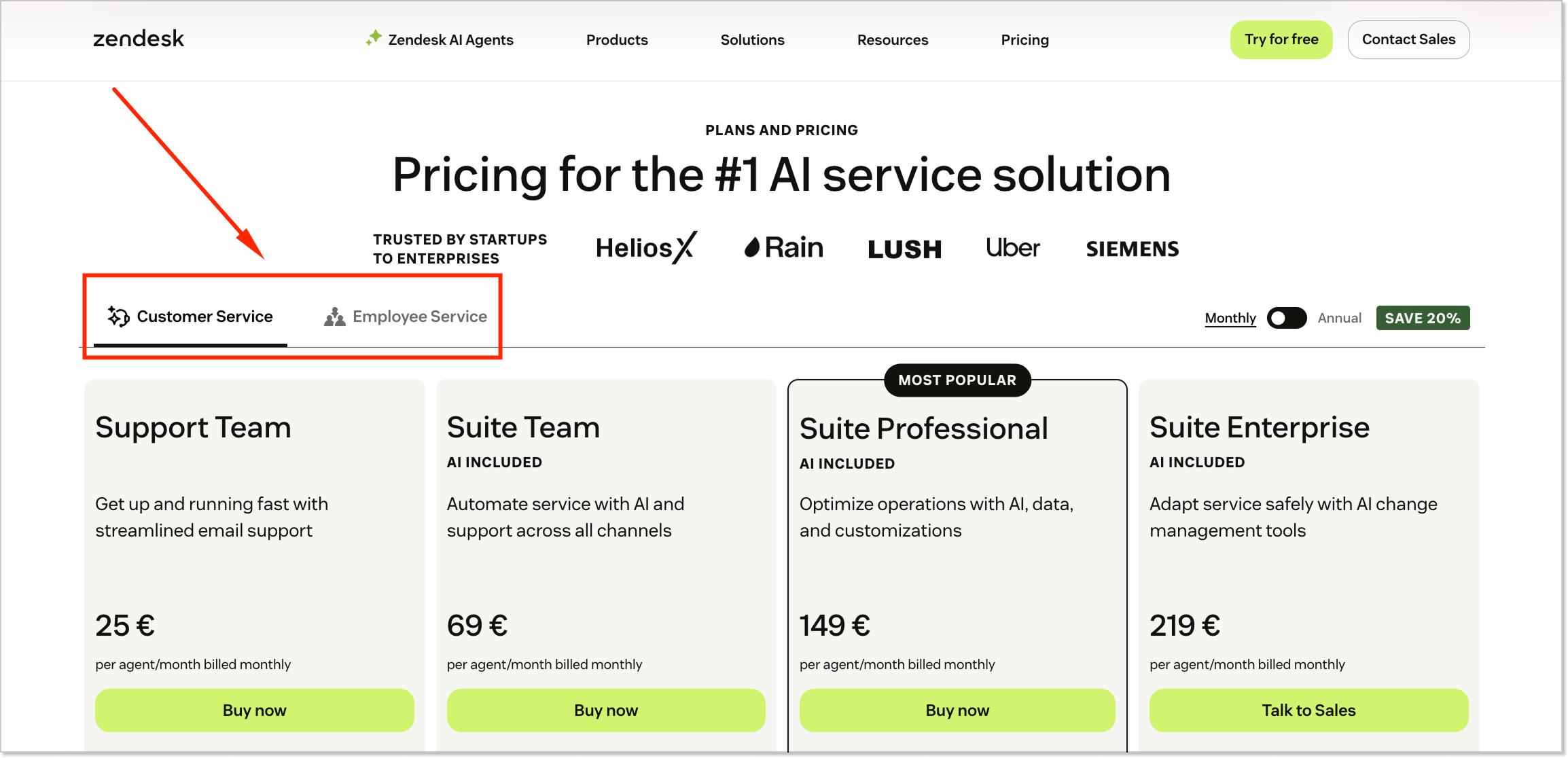 Zendesk services plans