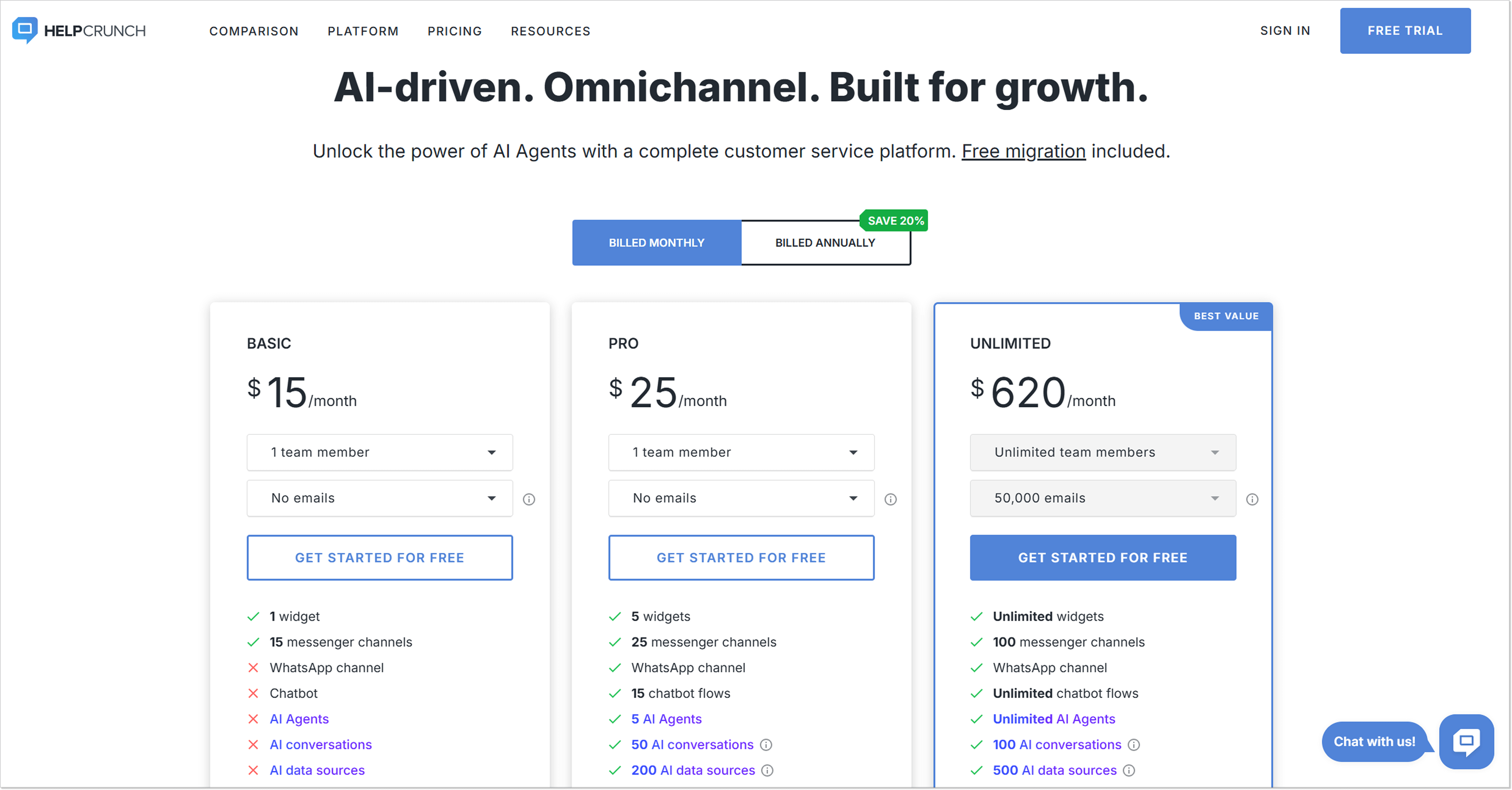 HelpCrunch pricing plans