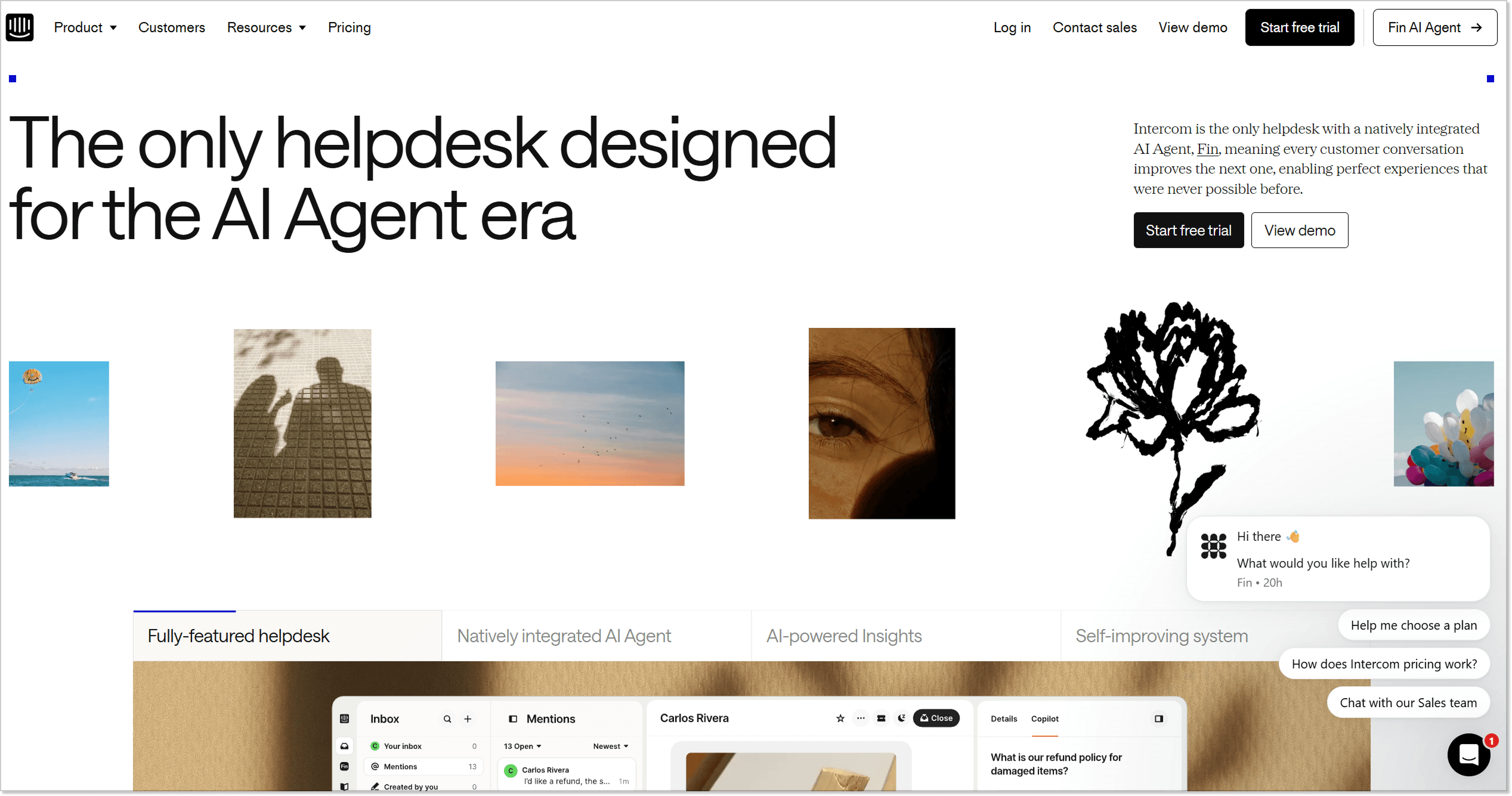 Intercom homepage